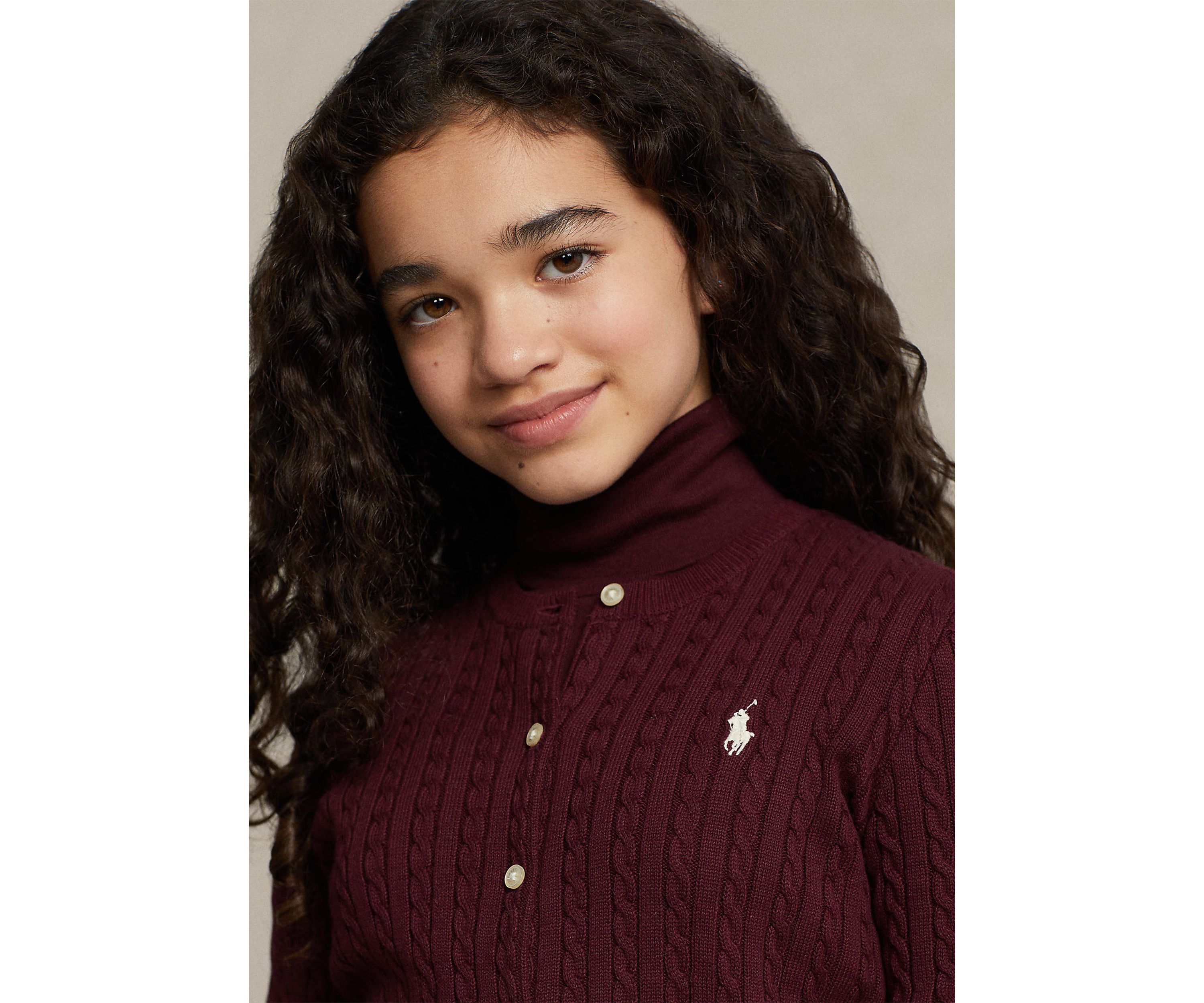Girls 7-16 Mini-Cable Cotton Cardigan