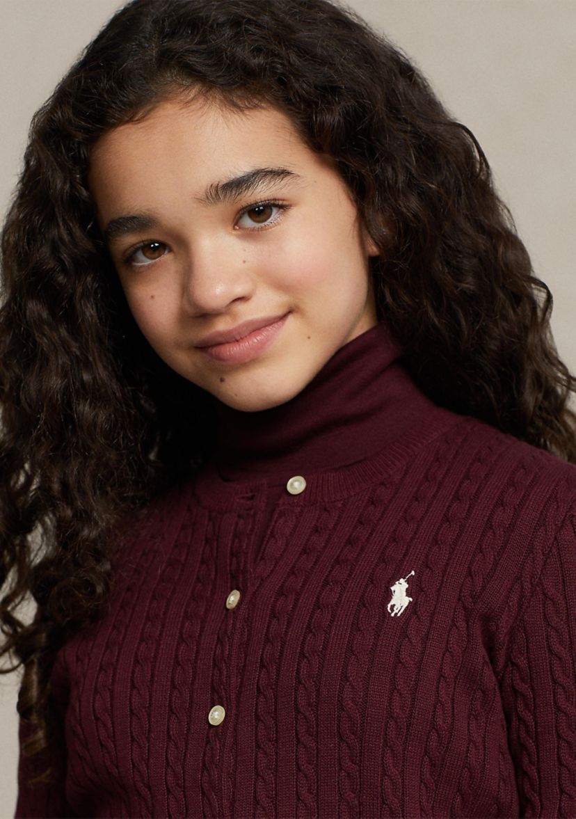 Girls 7-16 Mini-Cable Cotton Cardigan