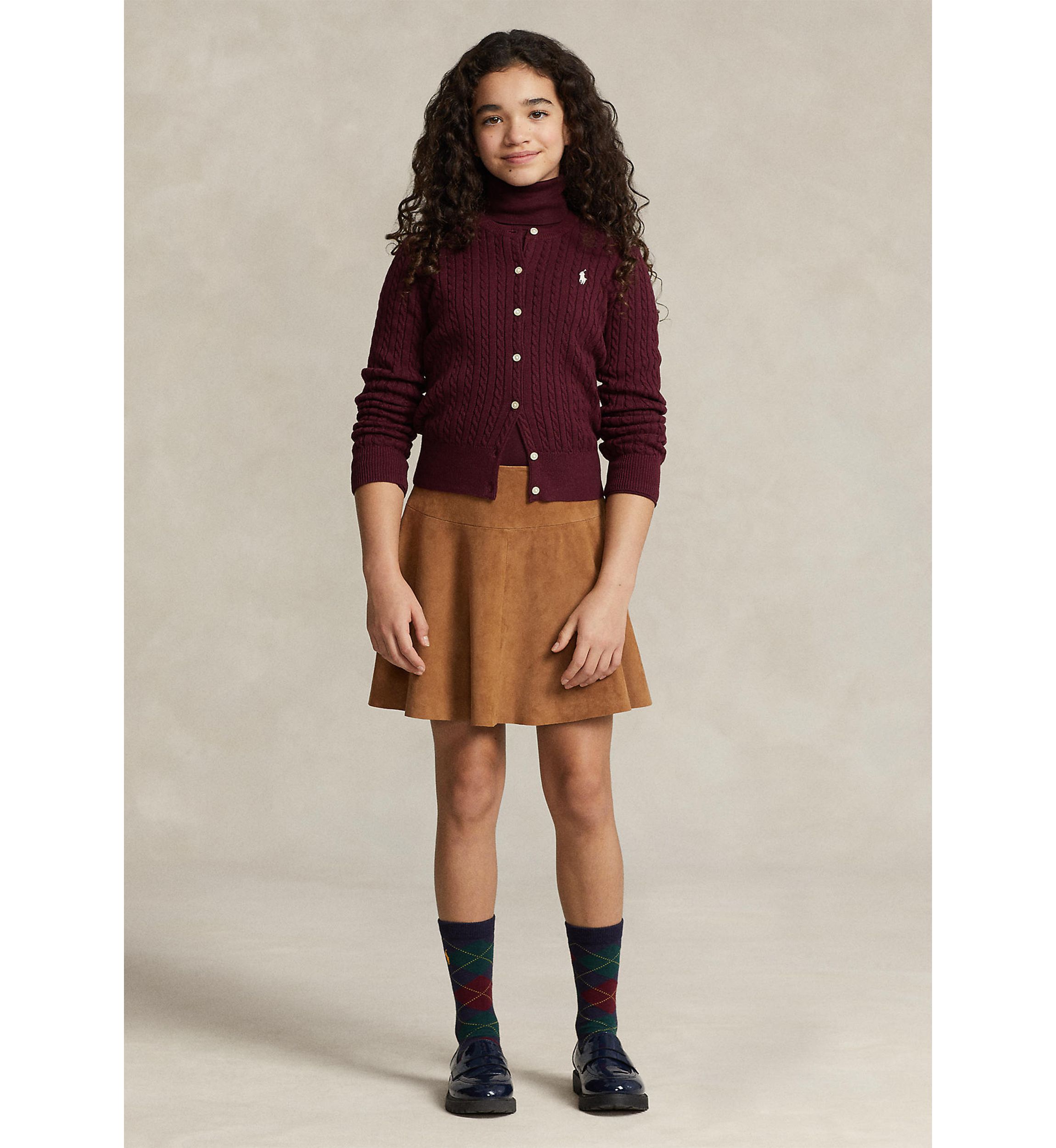 Girls 7-16 Mini-Cable Cotton Cardigan