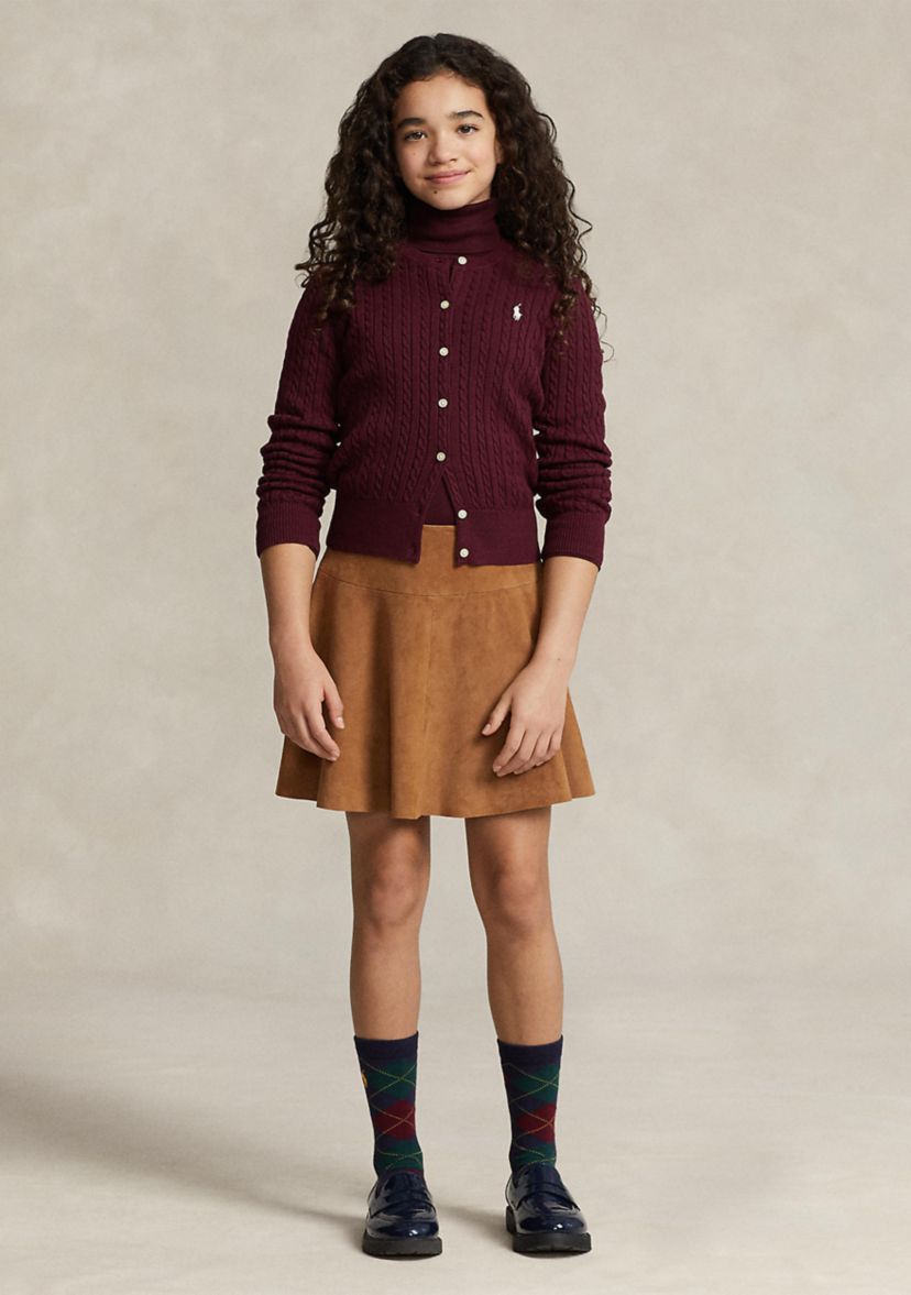 Girls 7-16 Mini-Cable Cotton Cardigan