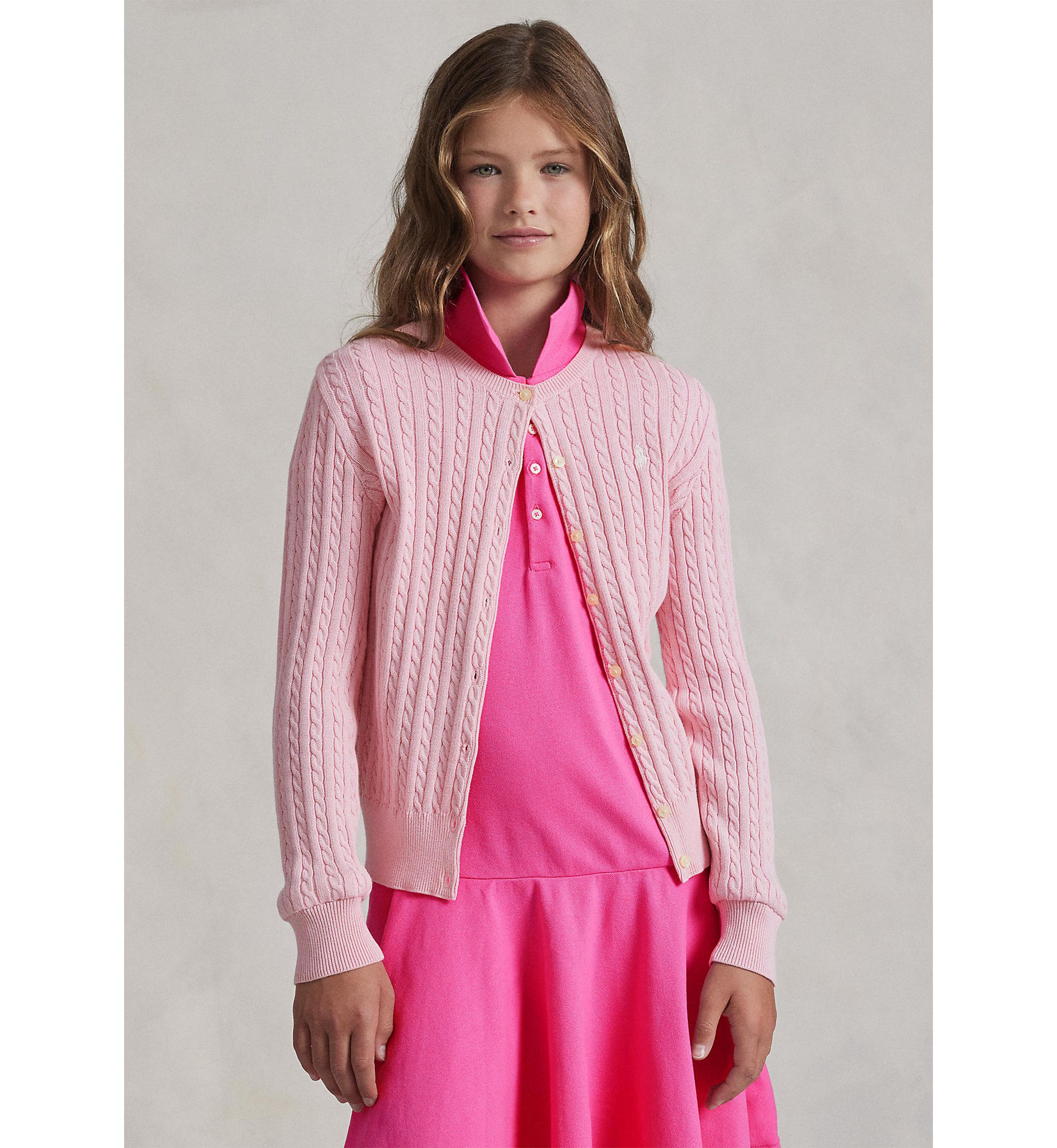 Girls 7-16 Mini-Cable Cotton Cardigan