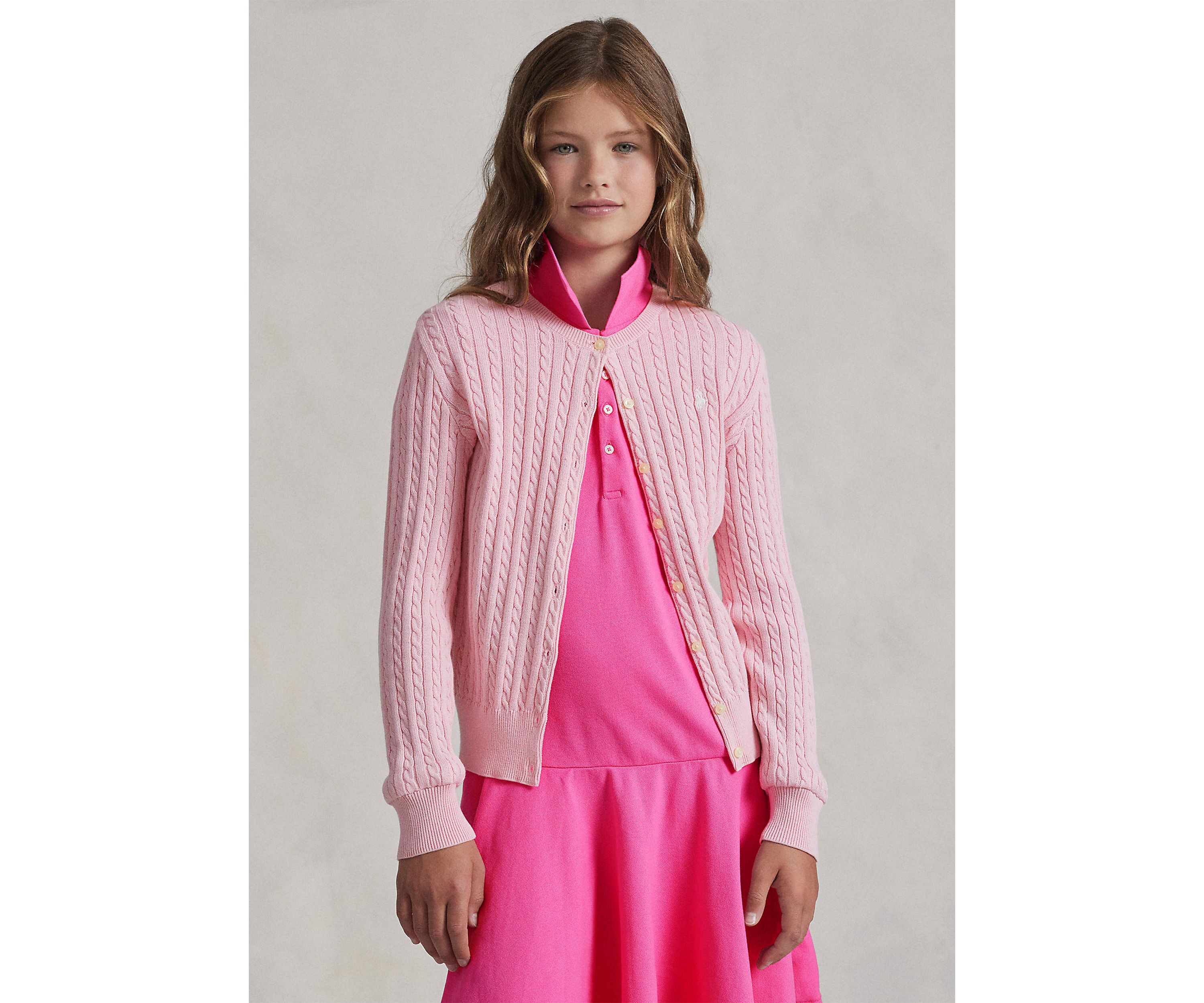 Girls 7-16 Mini-Cable Cotton Cardigan