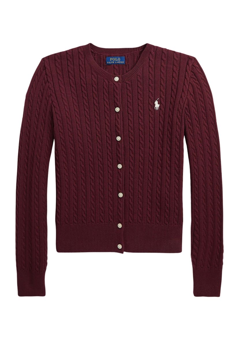 Girls 7-16 Mini-Cable Cotton Cardigan
