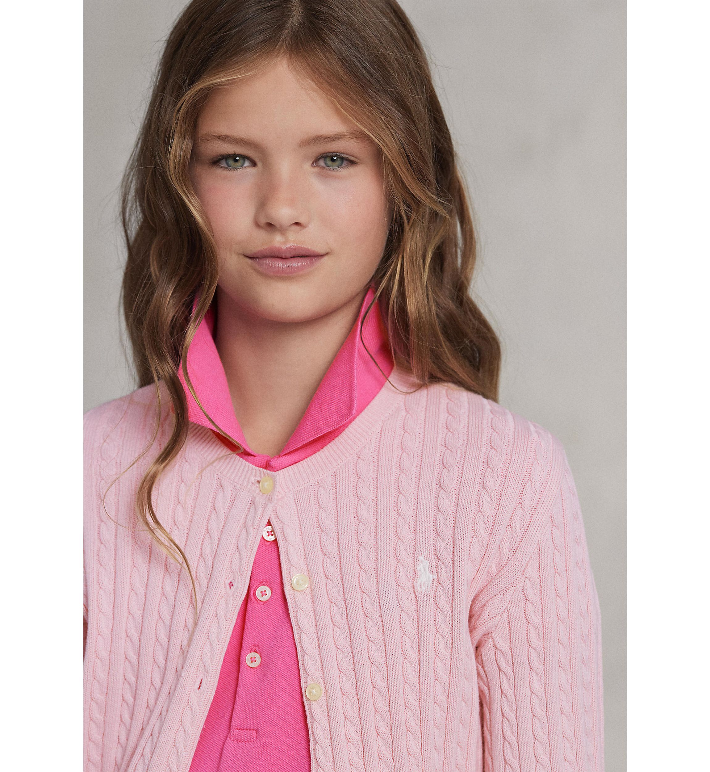 Girls 7-16 Mini-Cable Cotton Cardigan