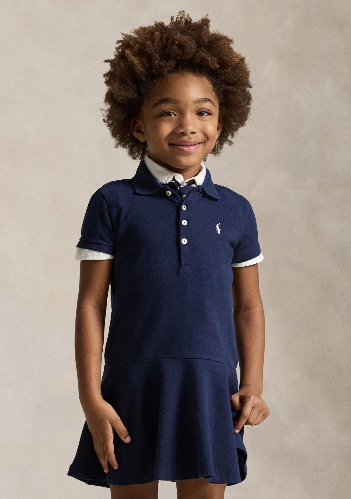 Girls 2-6x Stretch Cotton Mesh Polo Dress