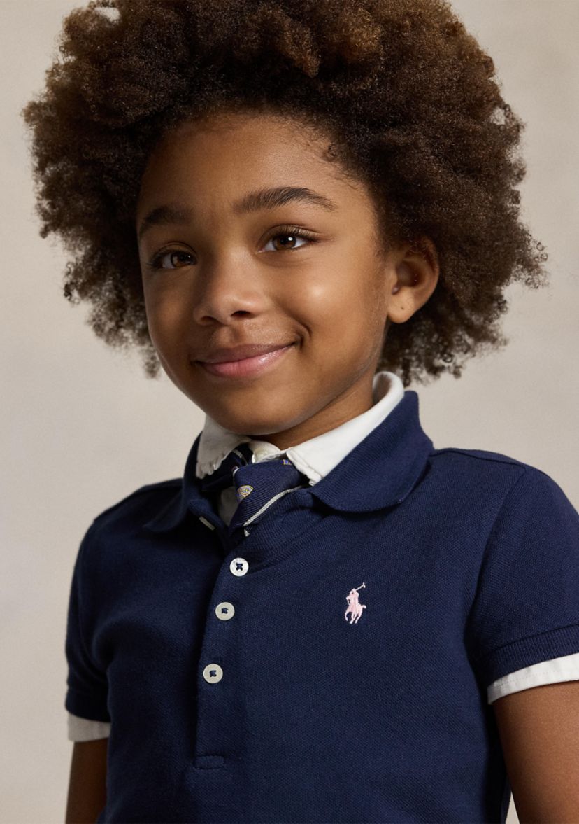 Girls 2-6x Stretch Cotton Mesh Polo Dress