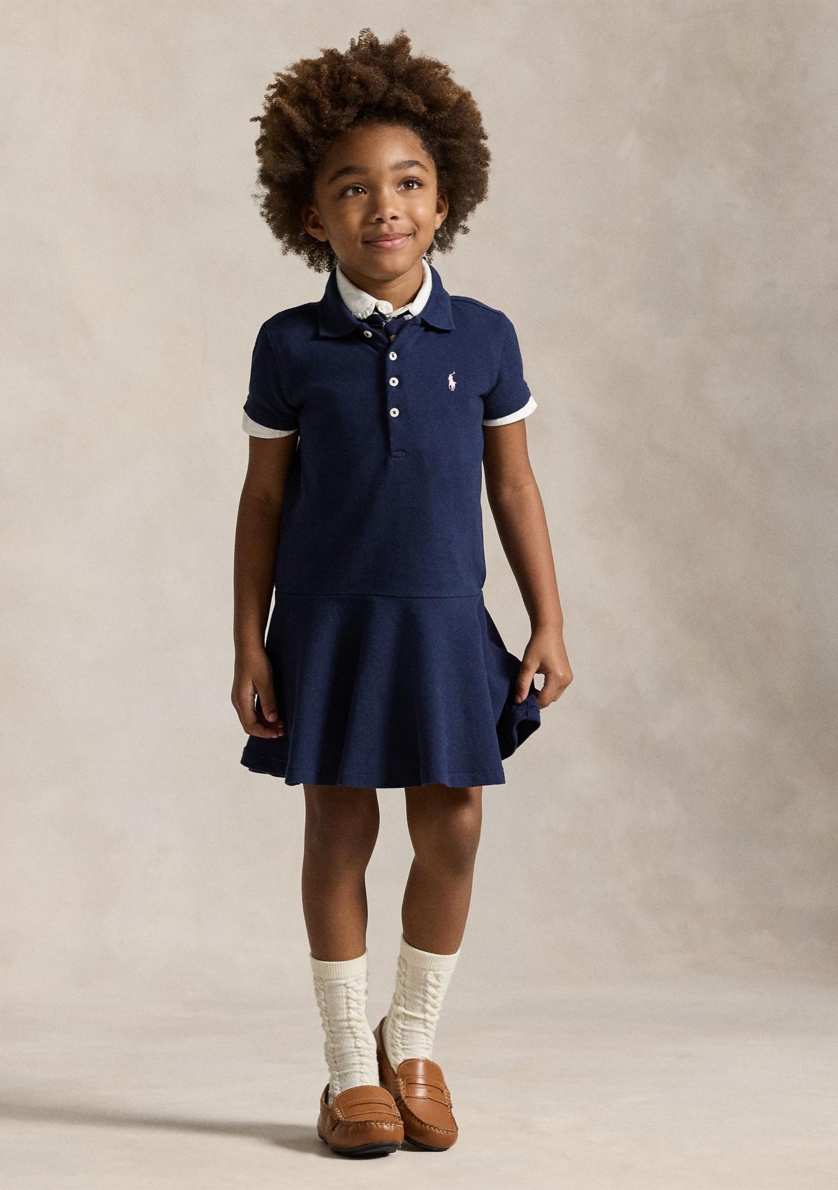 Girls 2-6x Stretch Cotton Mesh Polo Dress
