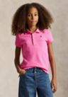 Girls 7-16 Stretch Cotton Mesh Polo Shirt