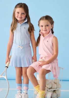 Girls 2-6X Cotton Mesh Sleeveless Polo Shirt