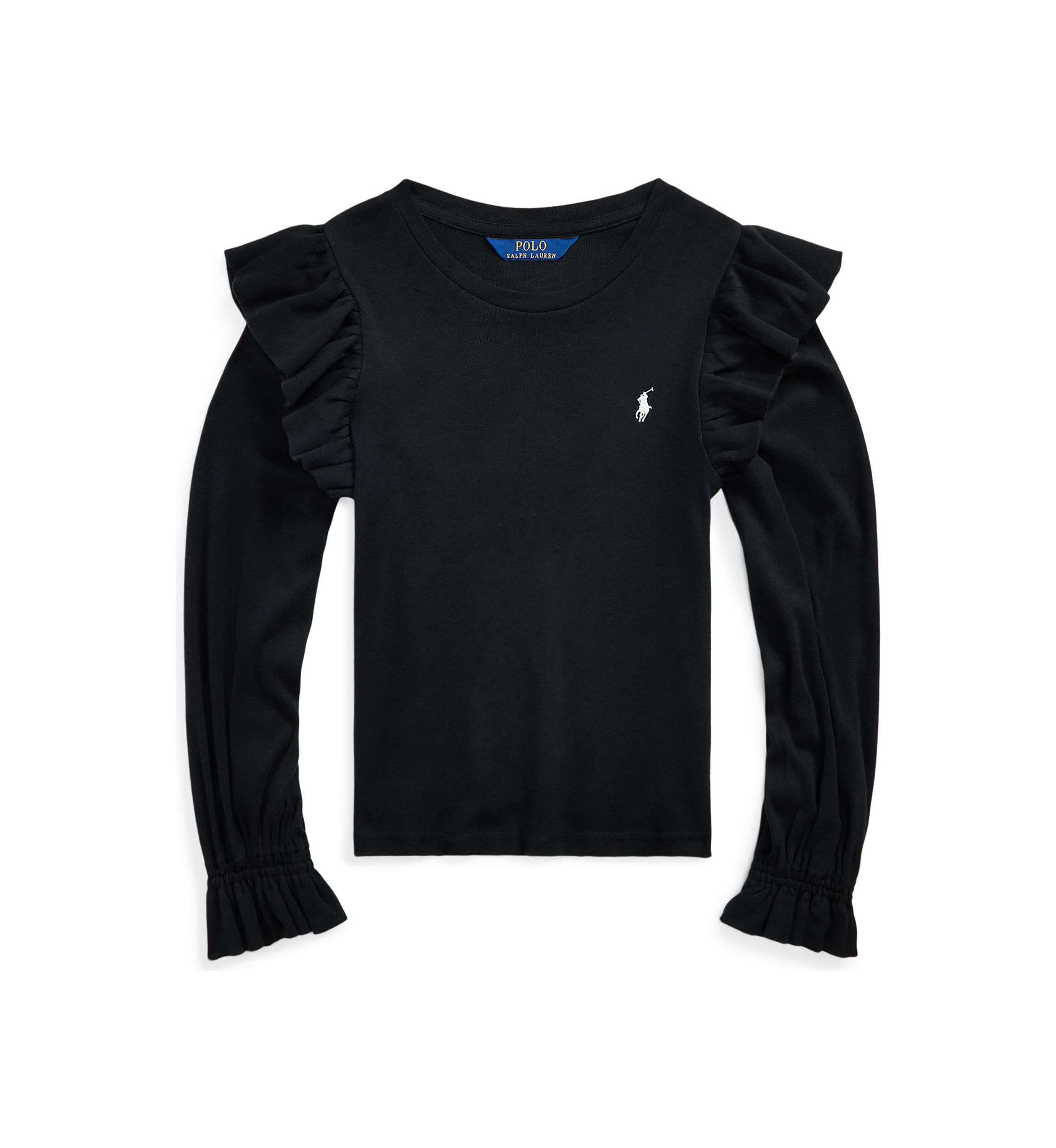 Girls 4-6x Ruffled Cotton Modal Long Sleeve Top