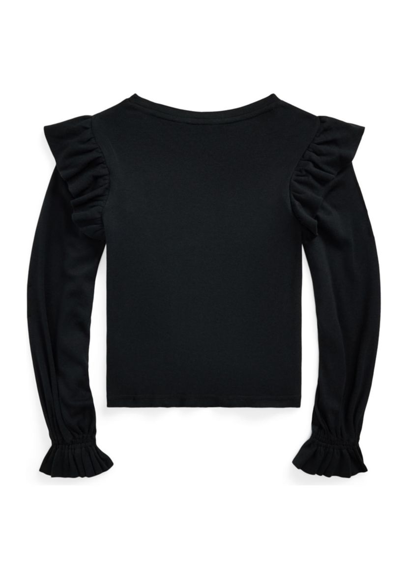 Girls 4-6x Ruffled Cotton Modal Long Sleeve Top