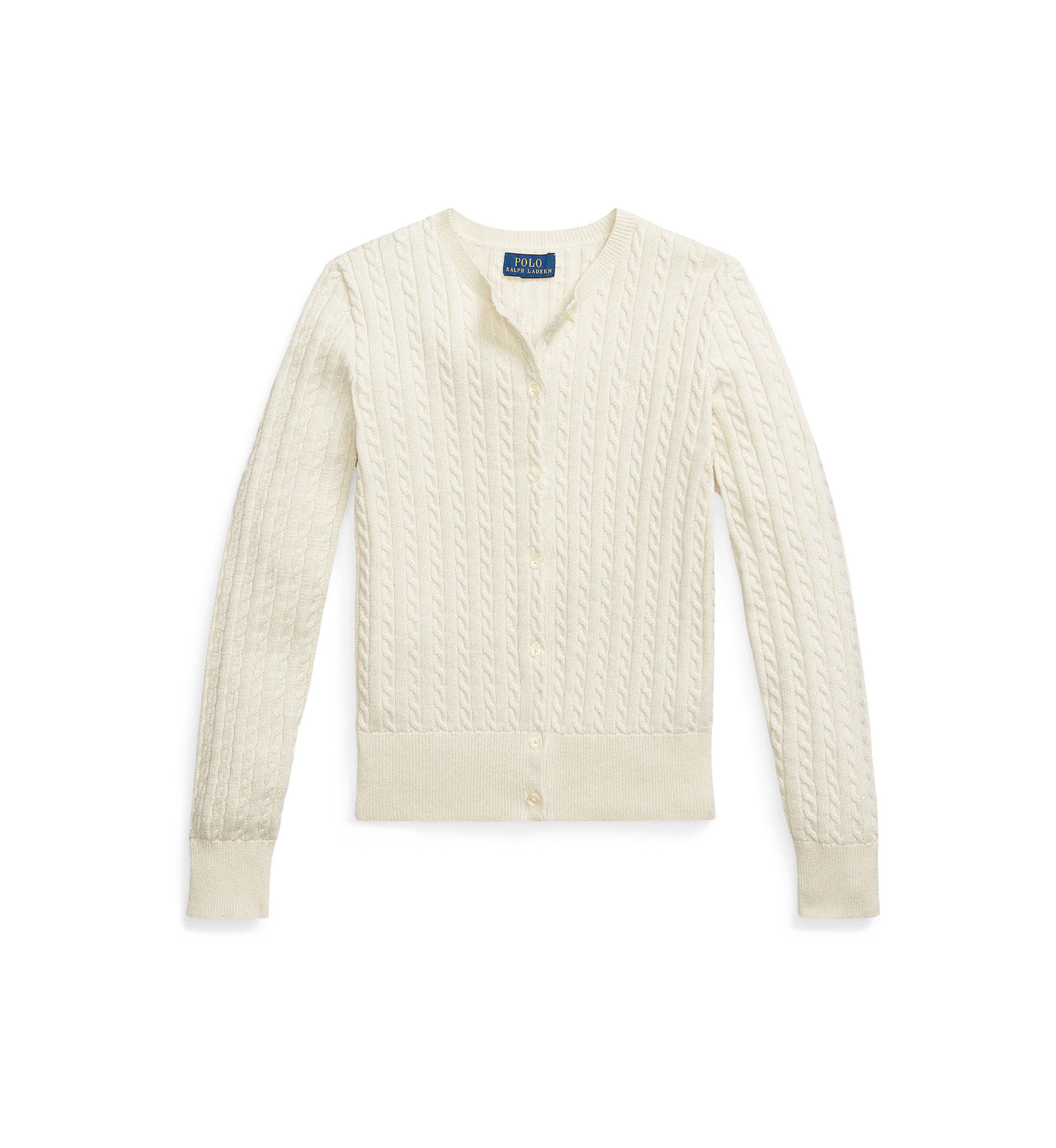 Girls 7-16 Metallic Cable Cotton Blend Cardigan