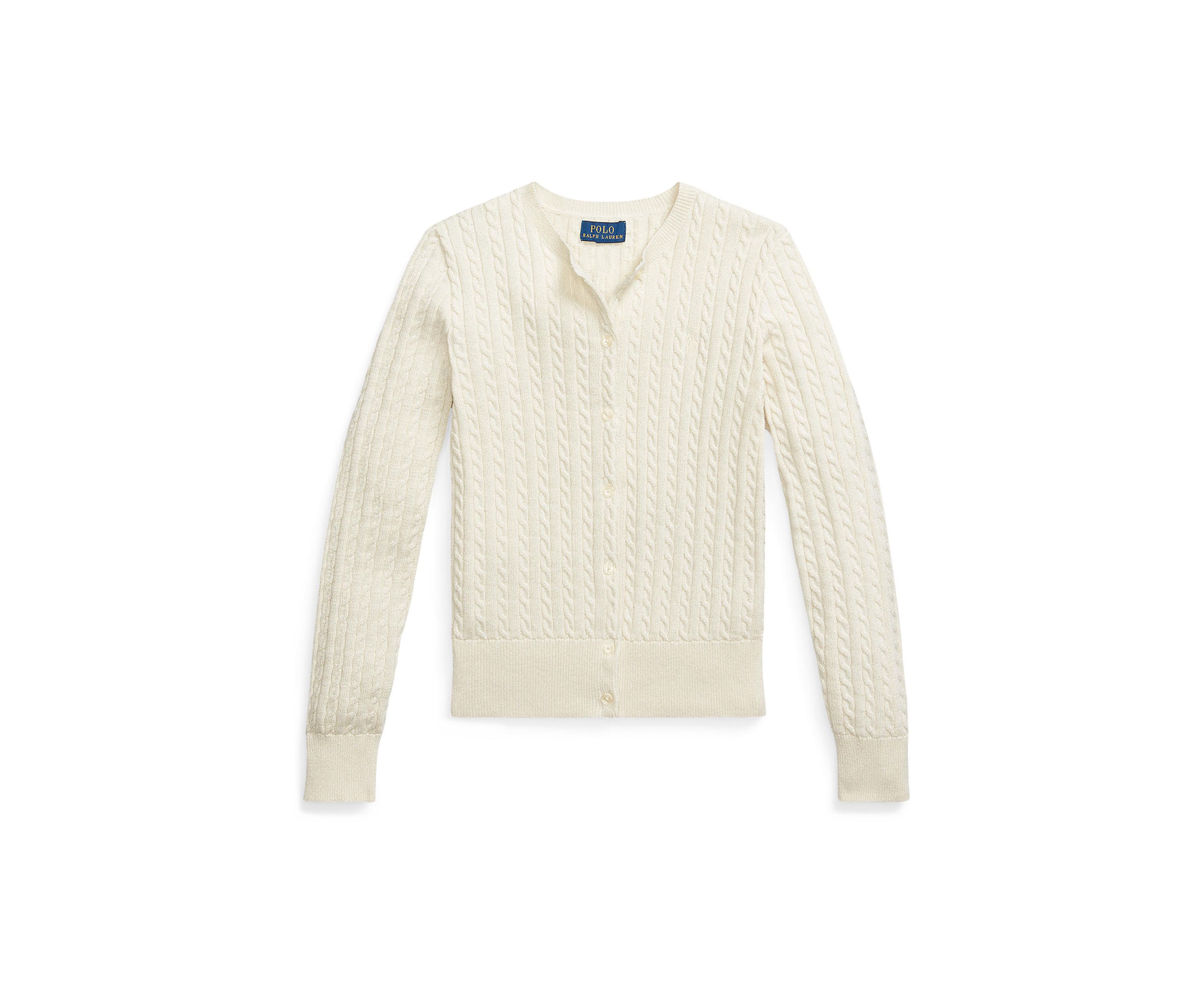 Girls 7-16 Metallic Cable Cotton Blend Cardigan