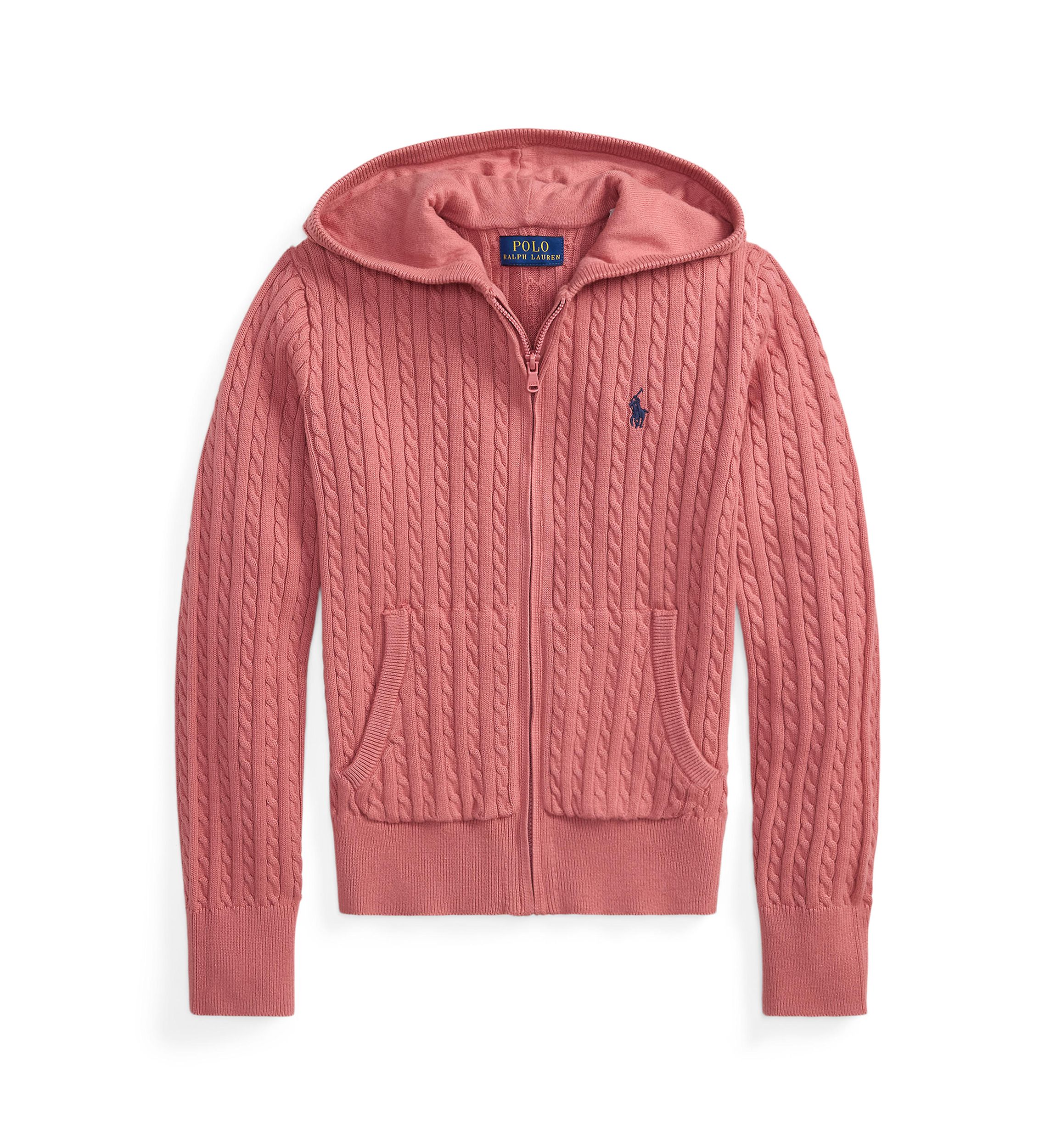 Ralph Lauren Childrenswear Girls 7-16 Mini-Cable Cotton Full-Zip