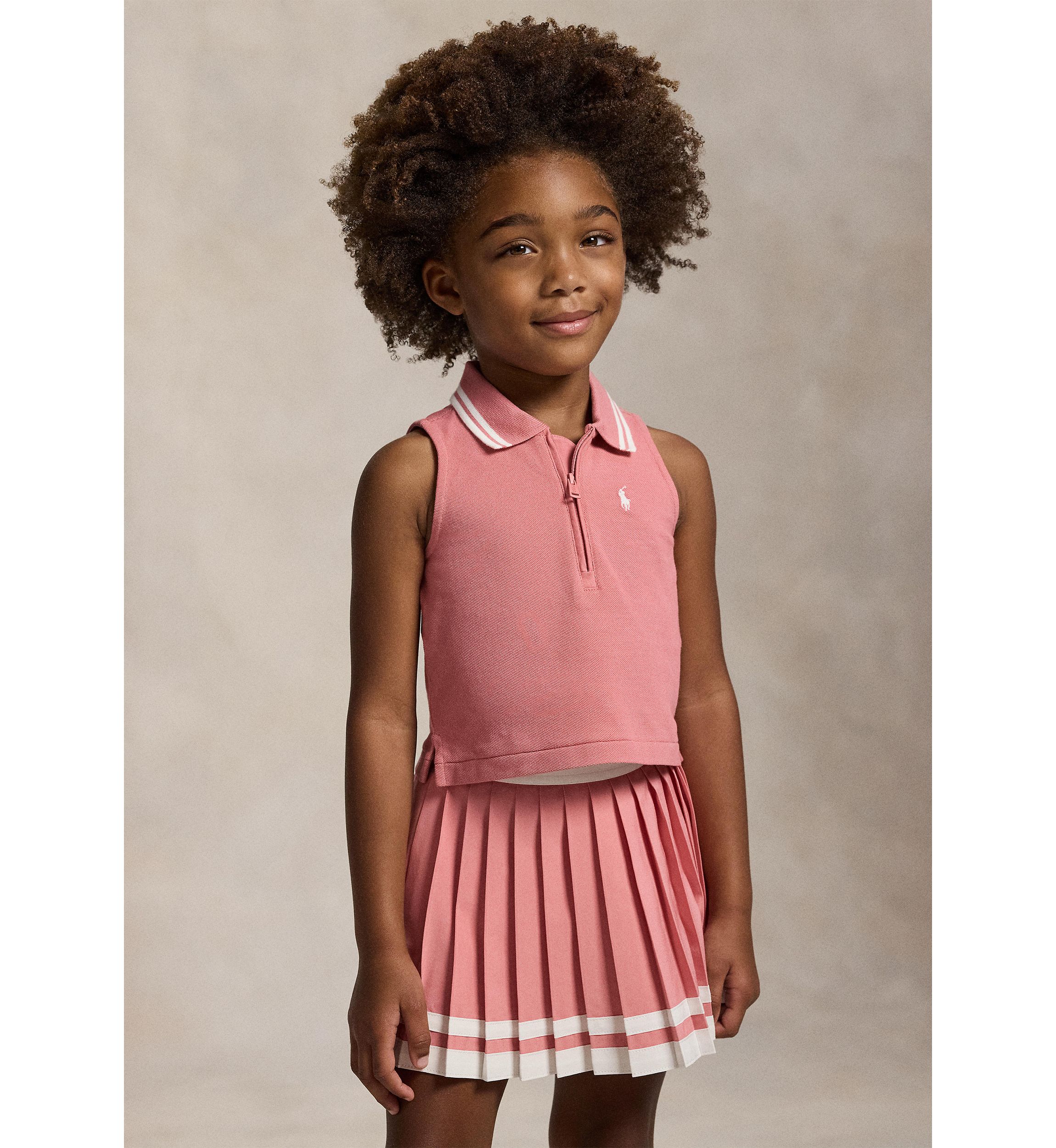 Ralph Lauren Childrenswear Girls 2-6x Stretch Mesh Half-Zip Boxy