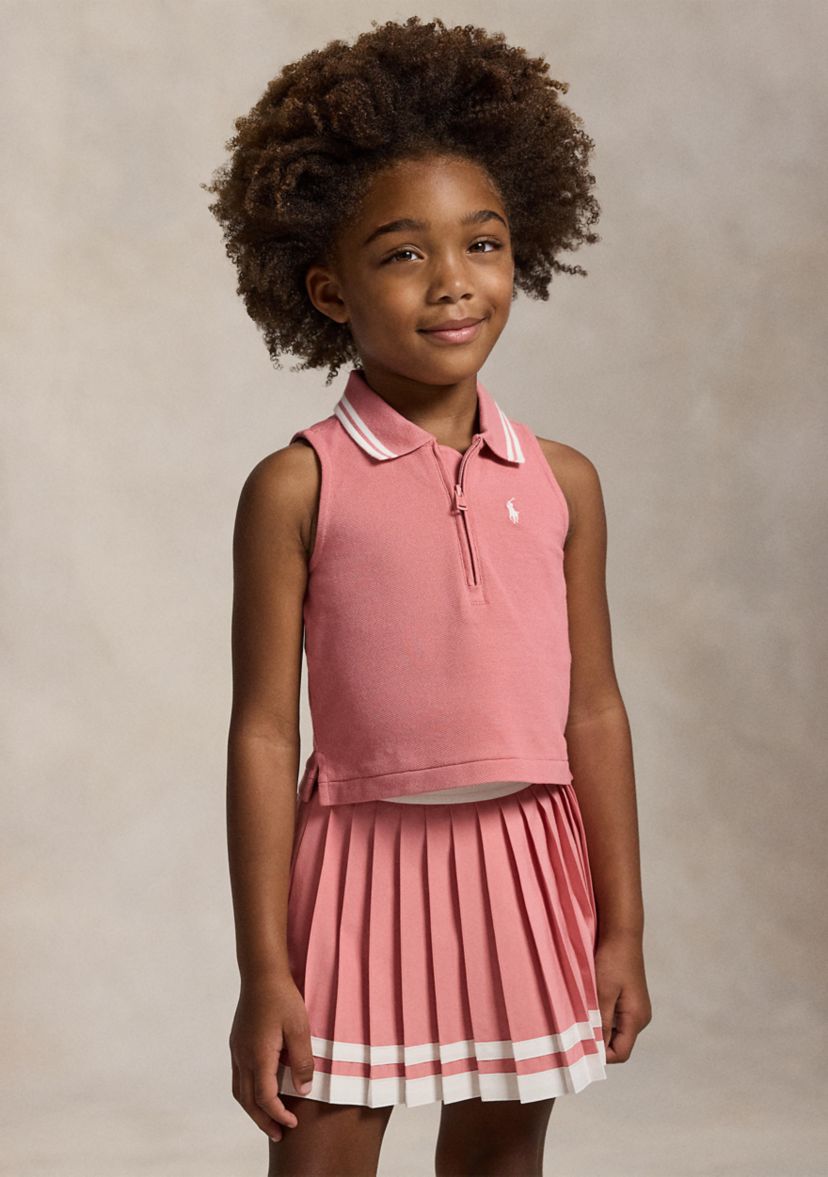 Ralph Lauren Childrenswear Girls 2-6x Stretch Mesh Half-Zip Boxy