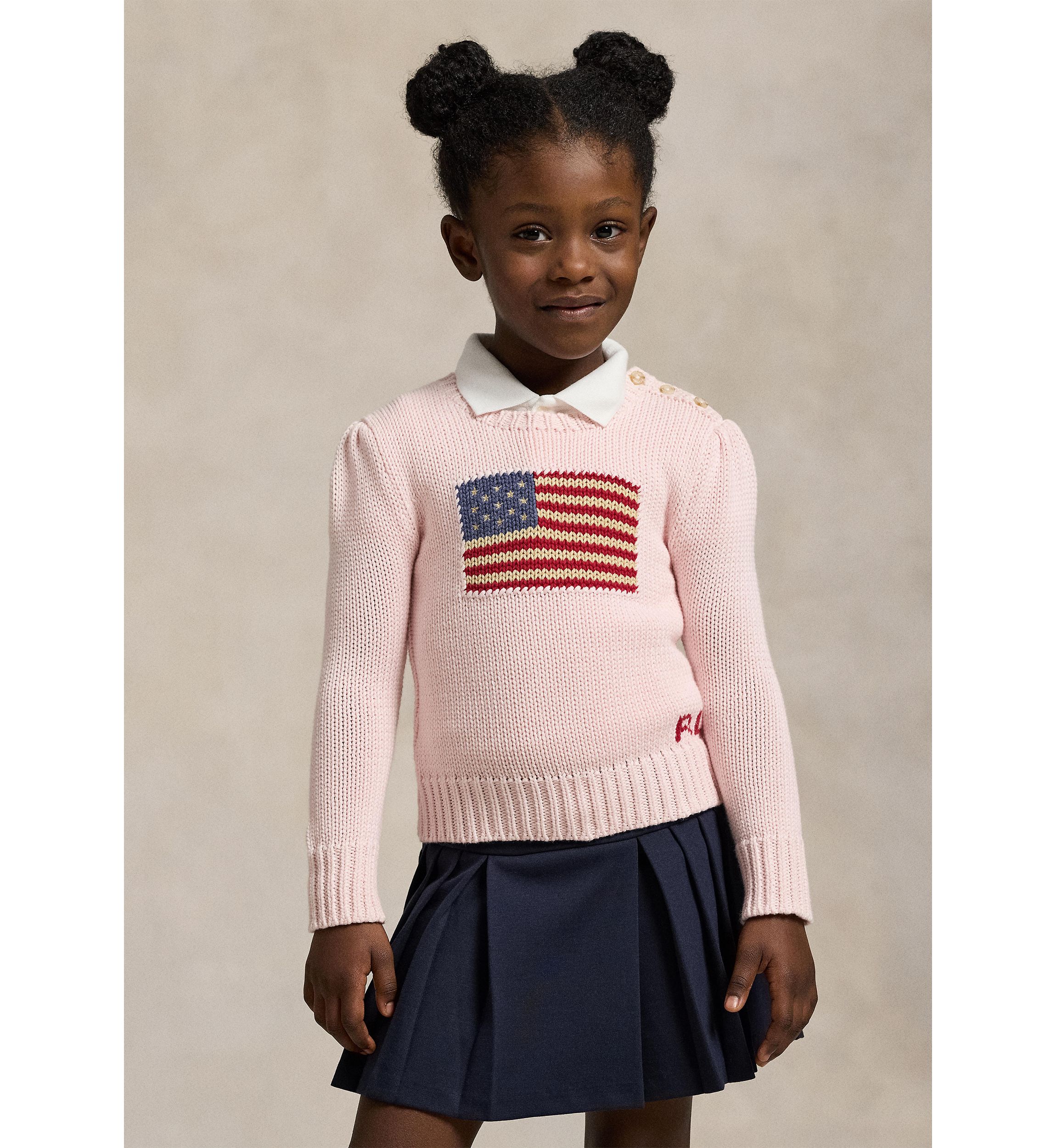 Girls 4-6x Flag Cotton Crewneck Sweater