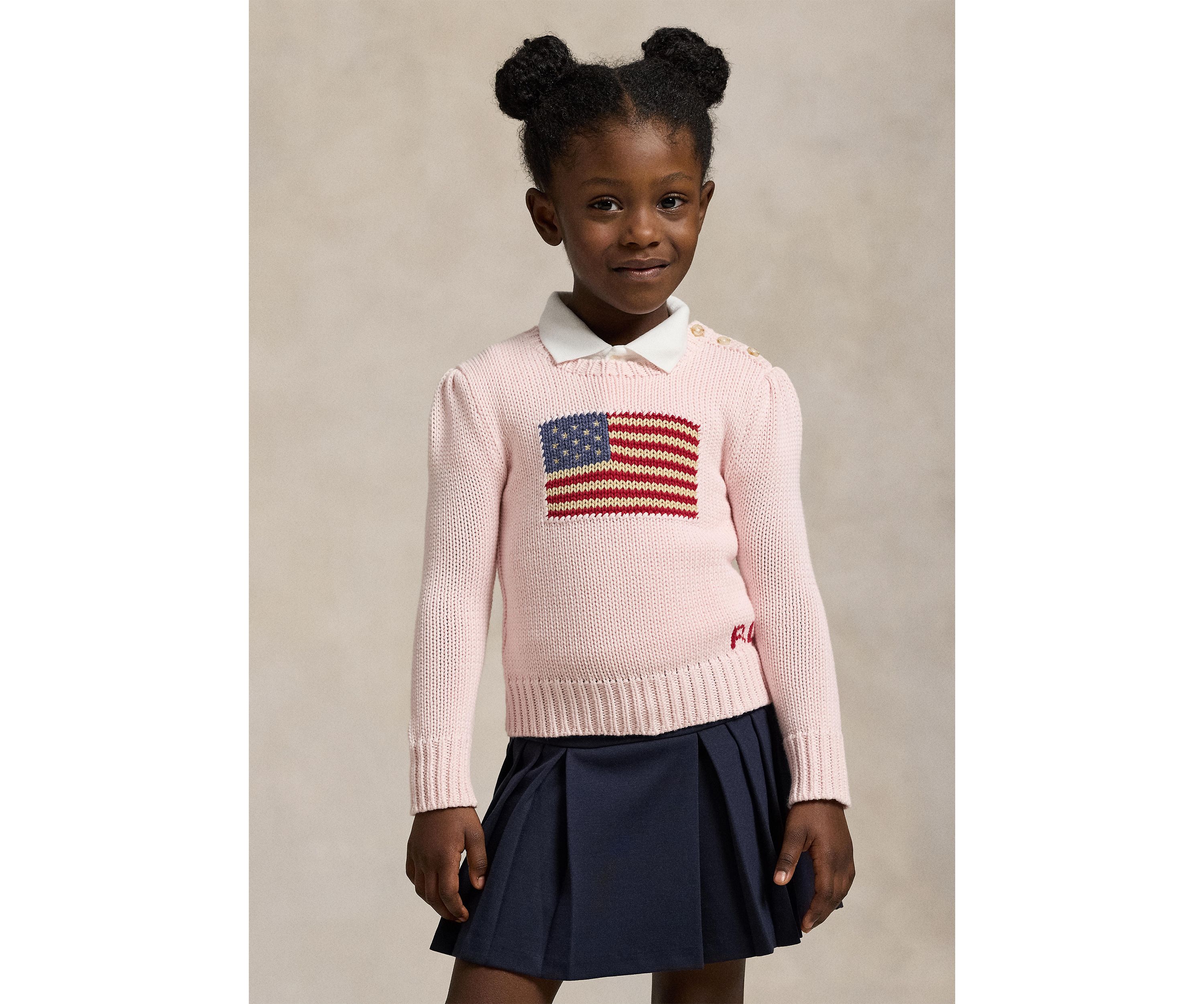 Girls 4-6x Flag Cotton Crewneck Sweater