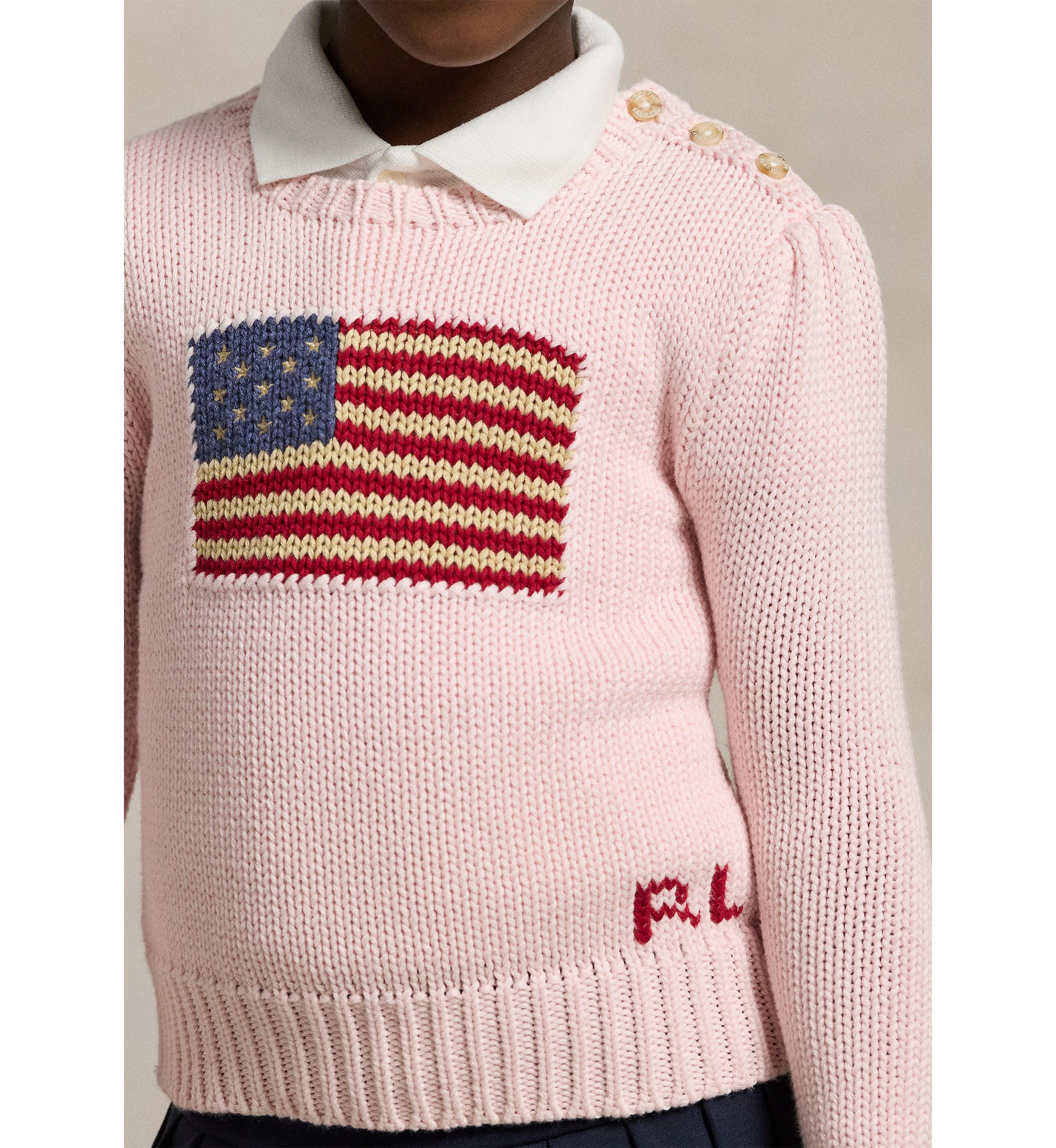 Girls 4-6x Flag Cotton Crewneck Sweater