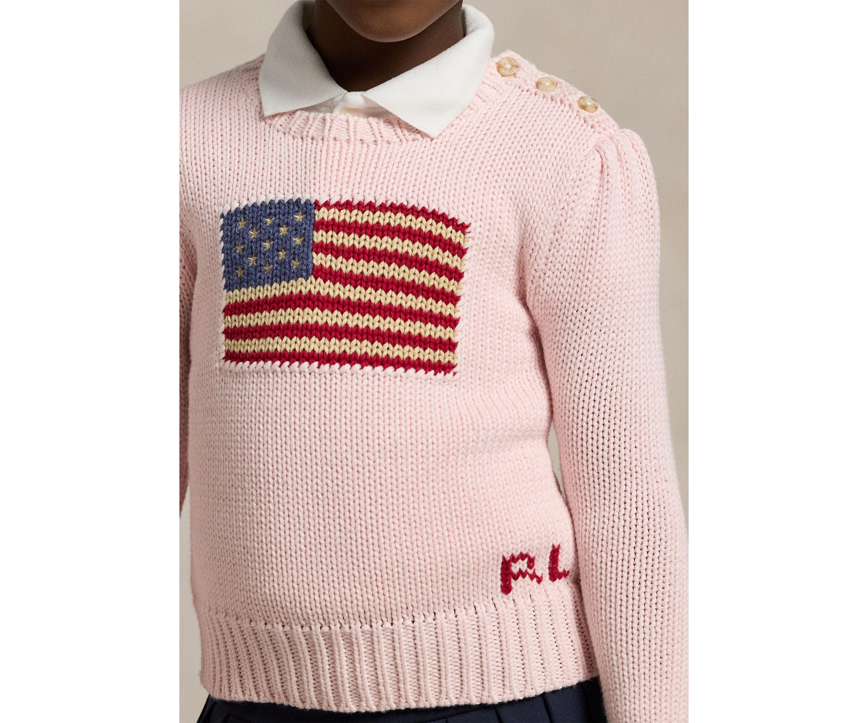 Girls 4-6x Flag Cotton Crewneck Sweater