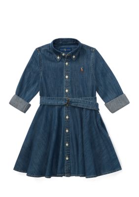 Ralph Lauren Childrenswear Kids Belted Cotton Denim Shirtdress, 5