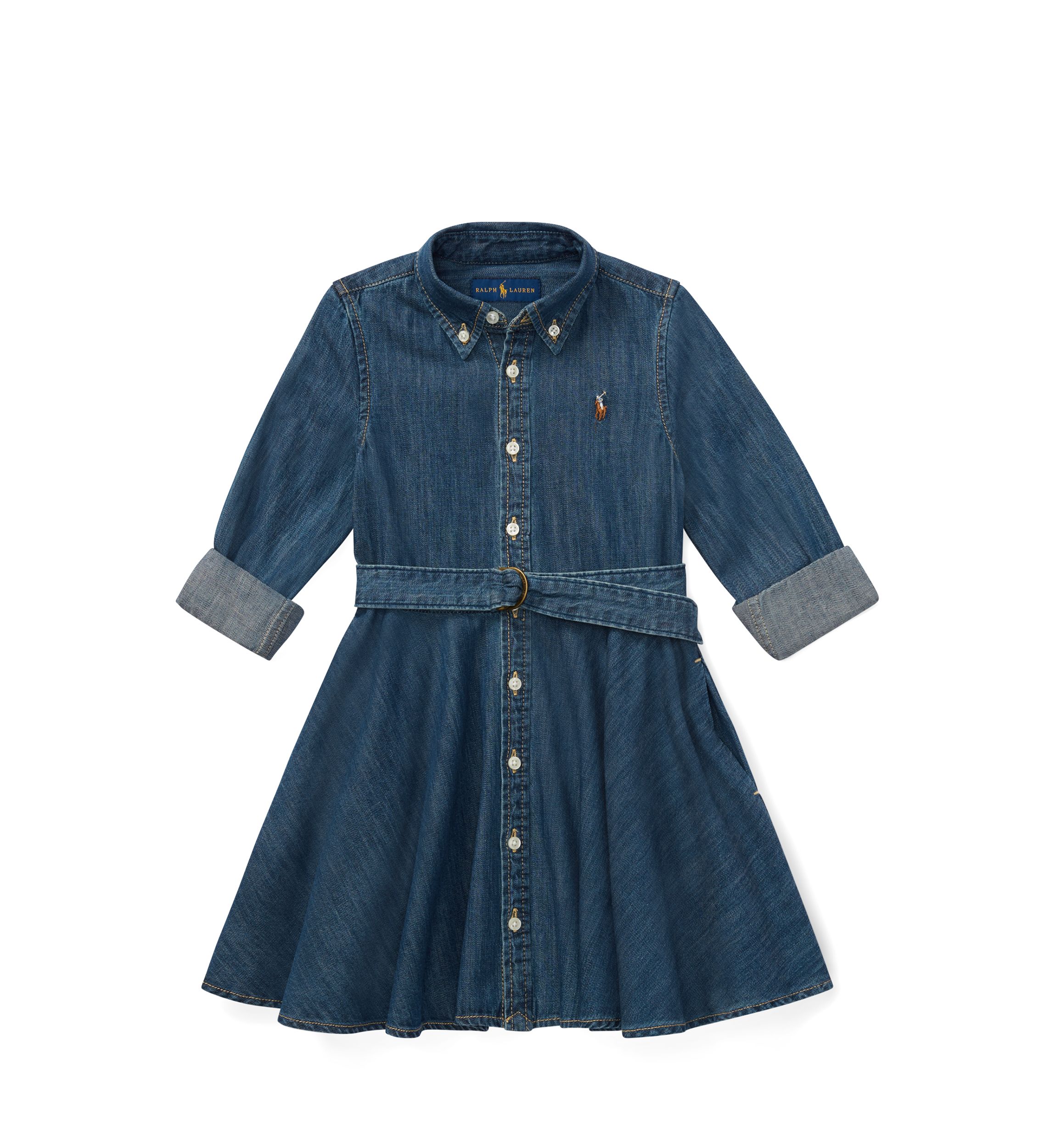 Girls 4-2x Belted Cotton Denim Shirtdress