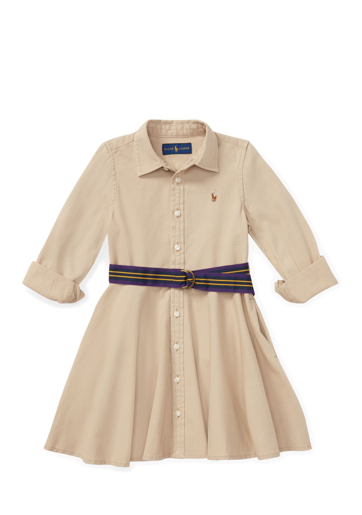 Girls 2-6x Belted Cotton Chino Shirtdress