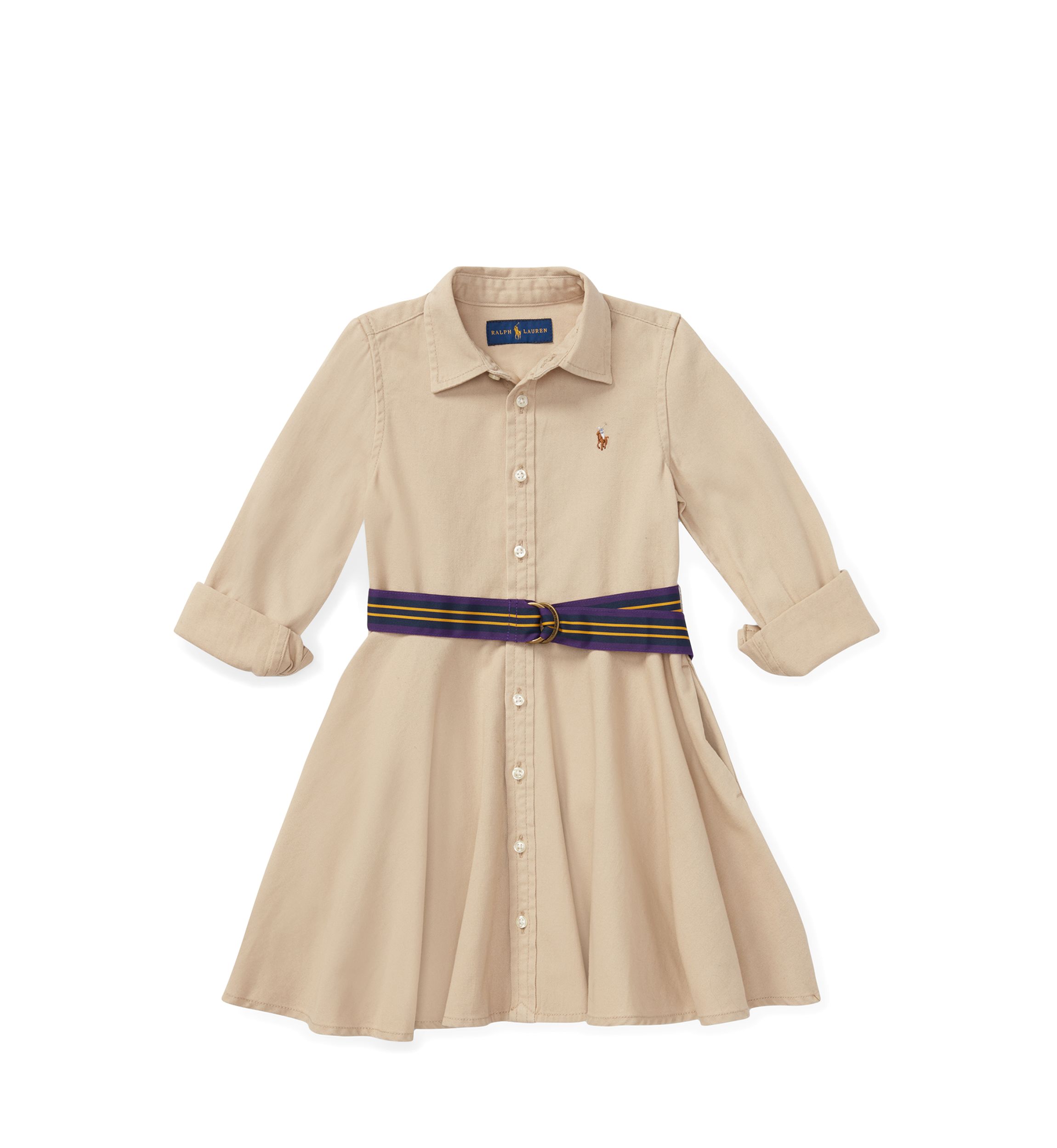 Girls 2-6x Belted Cotton Chino Shirtdress