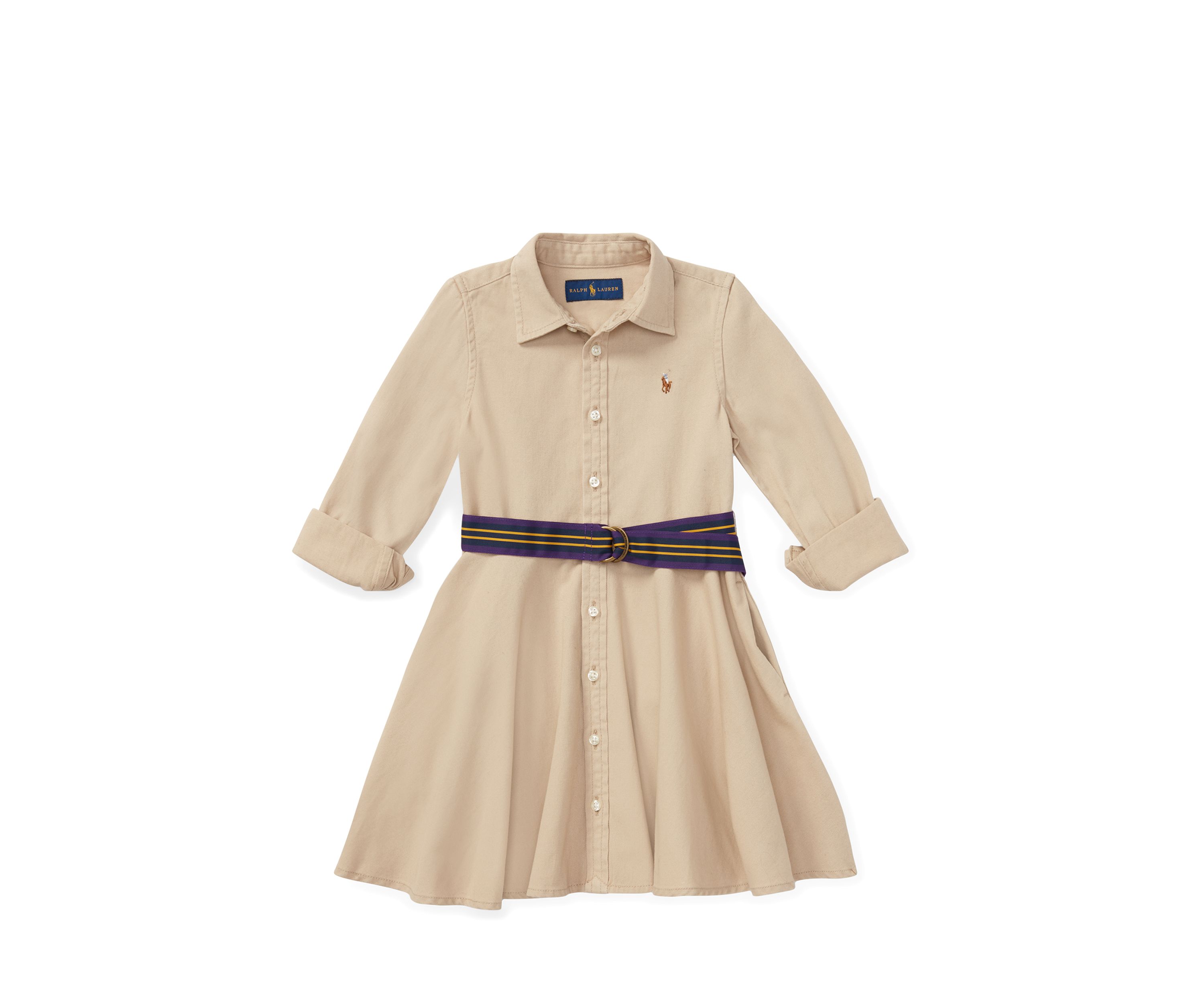 Girls 2-6x Belted Cotton Chino Shirtdress