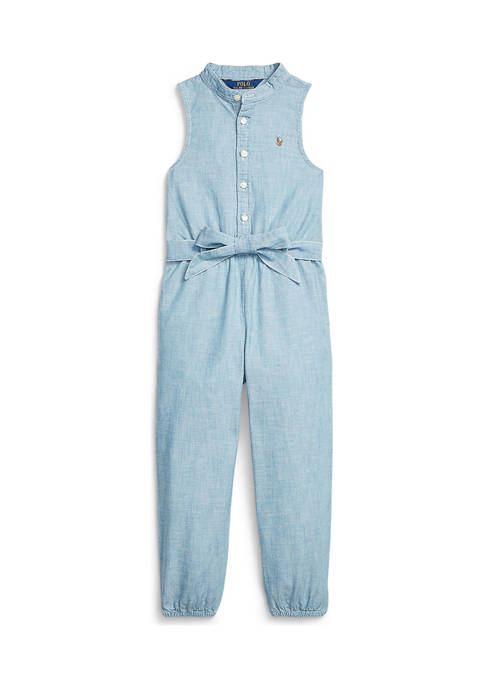Ralph Lauren Childrenswear Girls 4-6x Cotton Chambray Jumpsuit