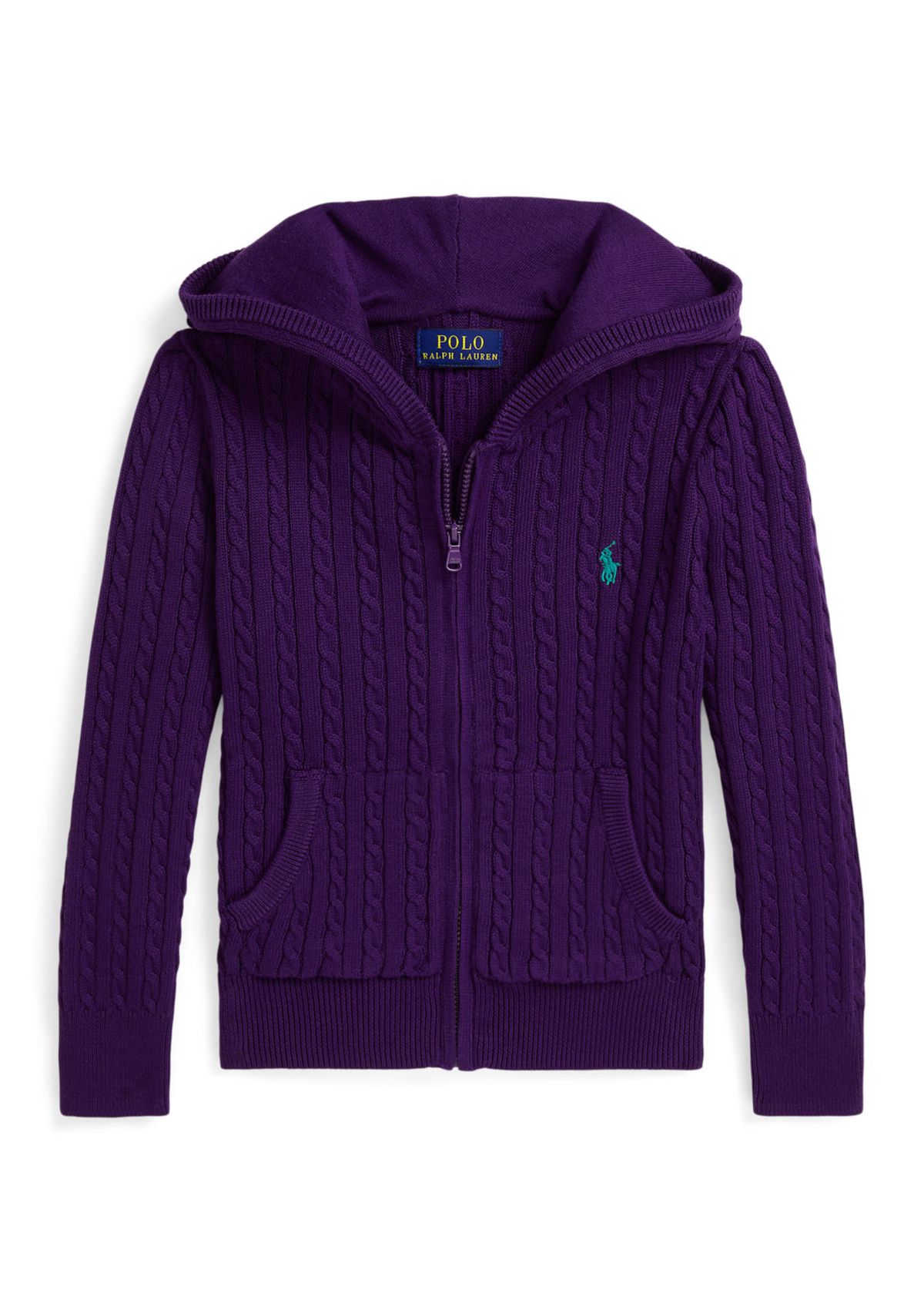 Girls 2-6x Mini-Cable Cotton Full-Zip Hoodie