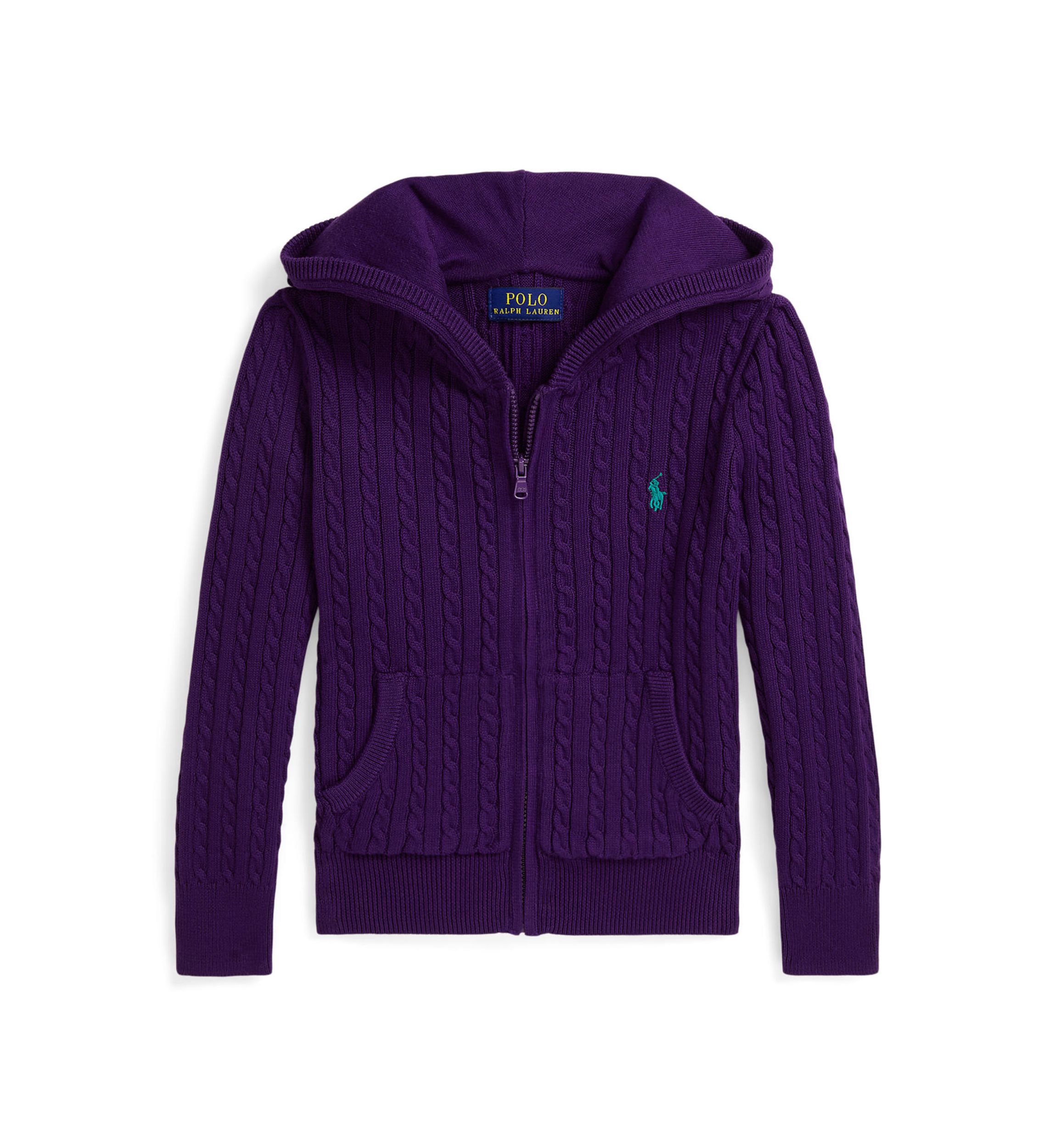 Girls 2-6x Mini-Cable Cotton Full-Zip Hoodie