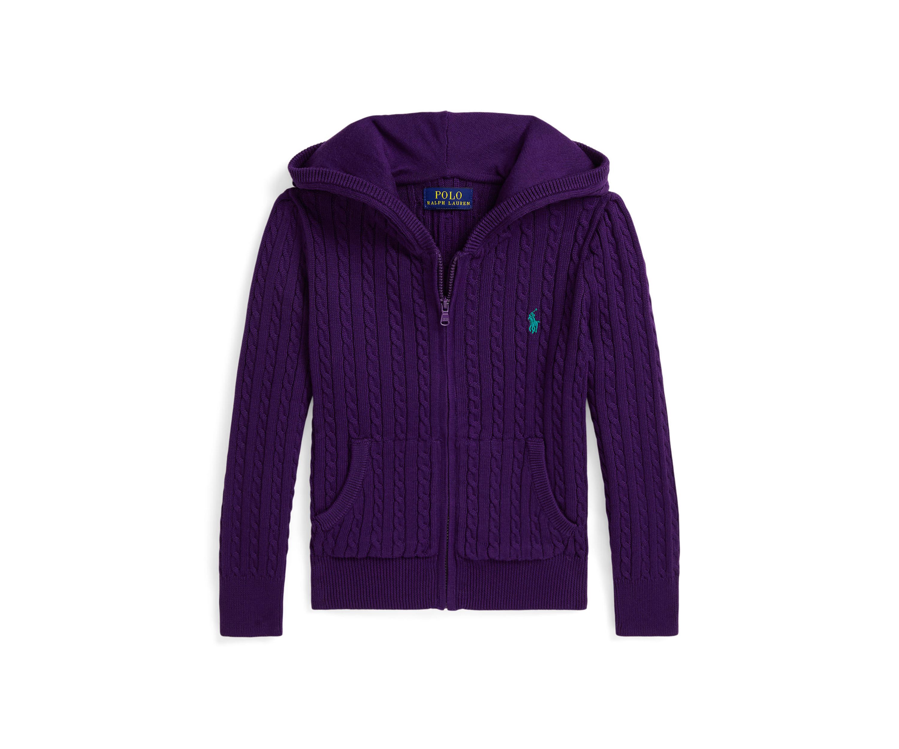 Girls 2-6x Mini-Cable Cotton Full-Zip Hoodie