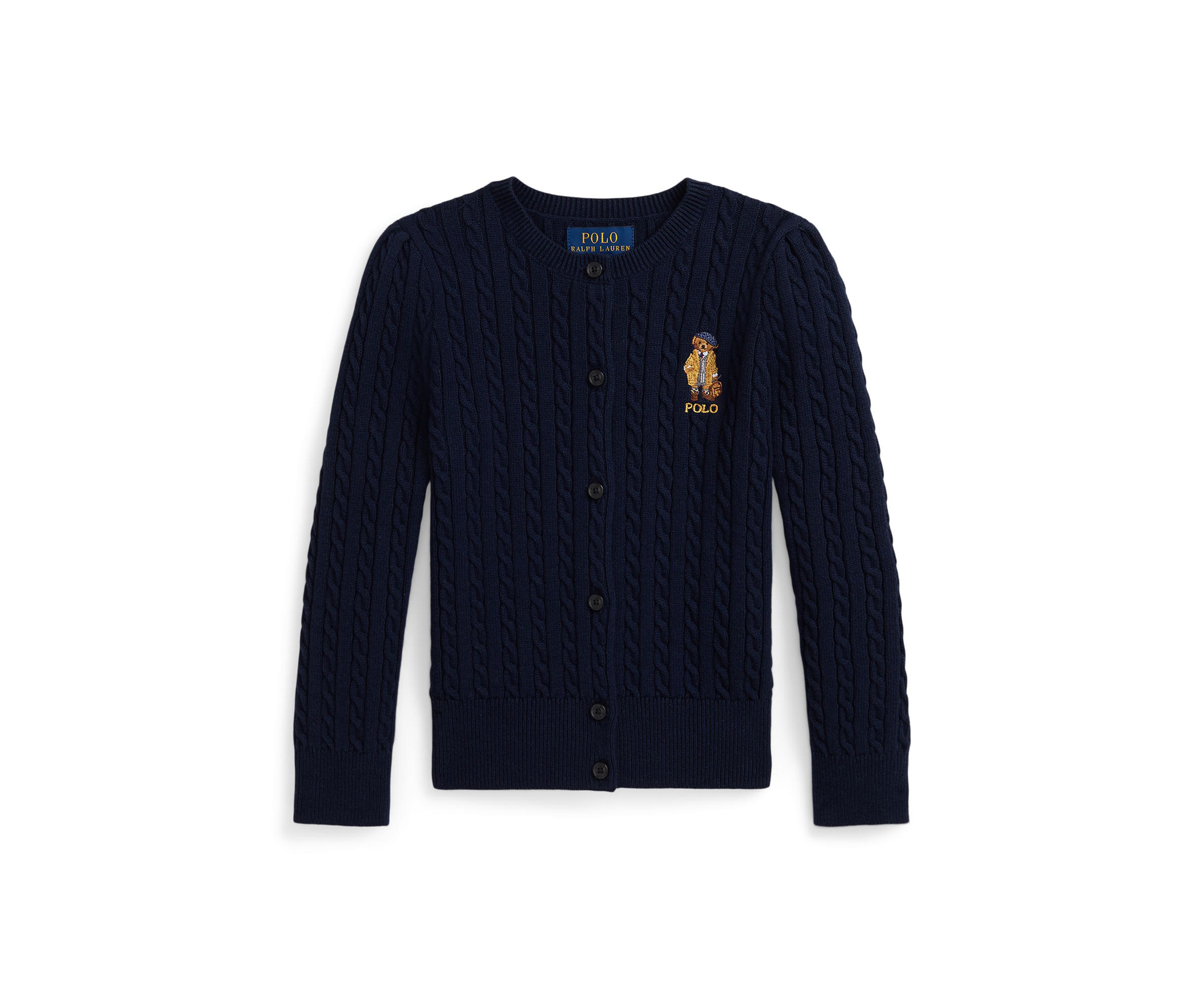 Girls 2-6x Polo Bear Mini-Cable Cotton Cardigan