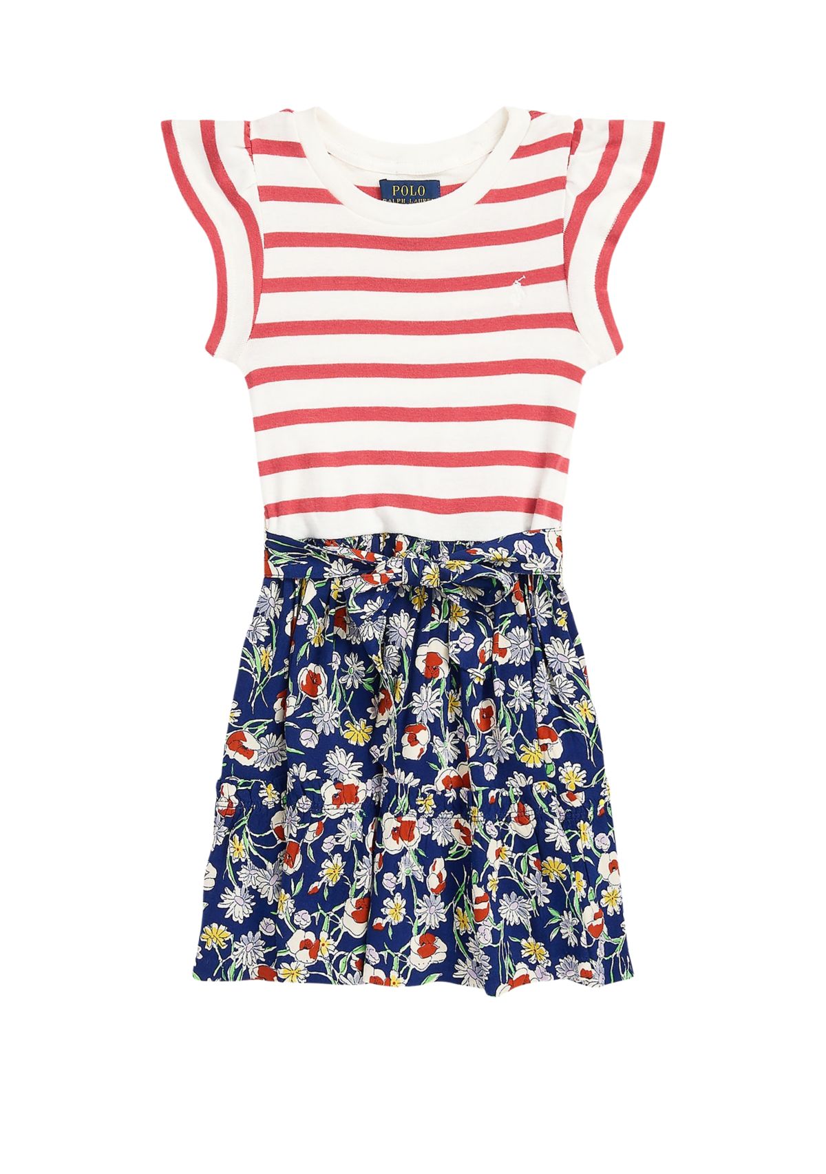 Girls 2-6x Striped & Floral Cotton-Blend Dress