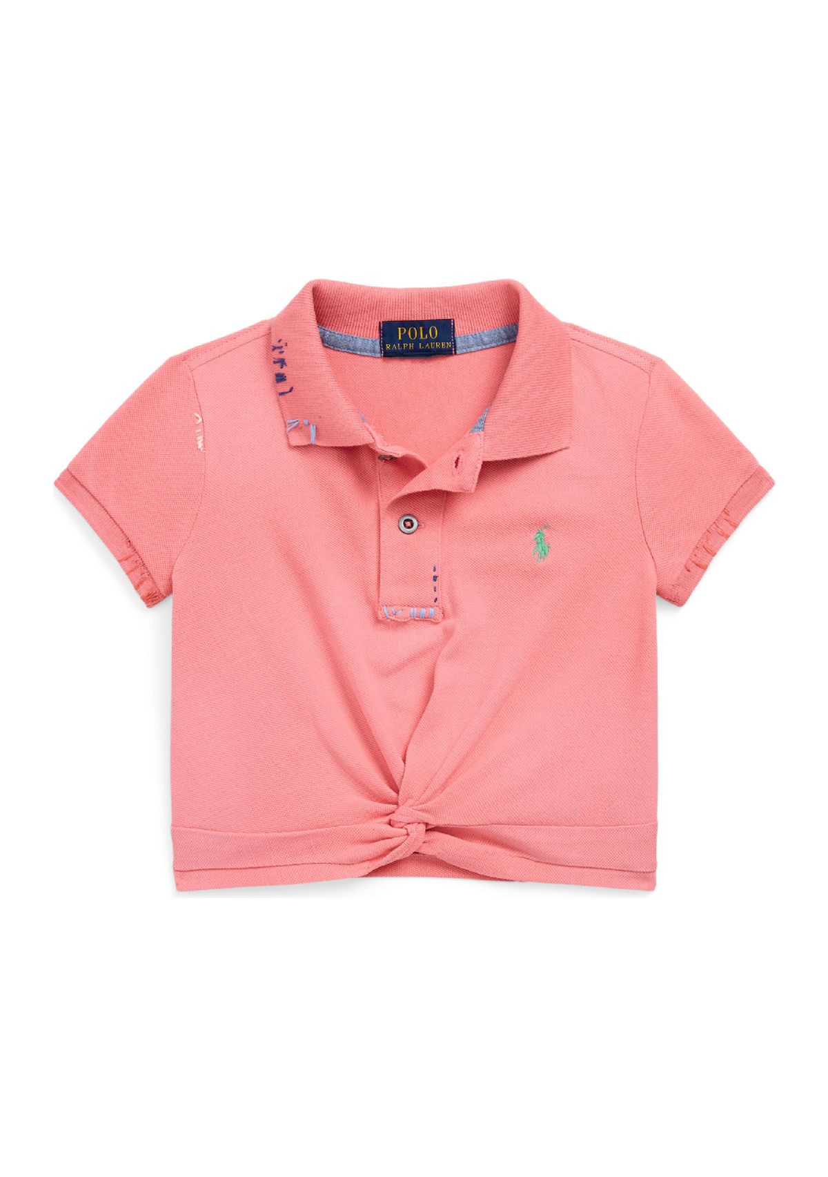 Girls 2-6x Twist Front Stretch Mesh Polo Shirt