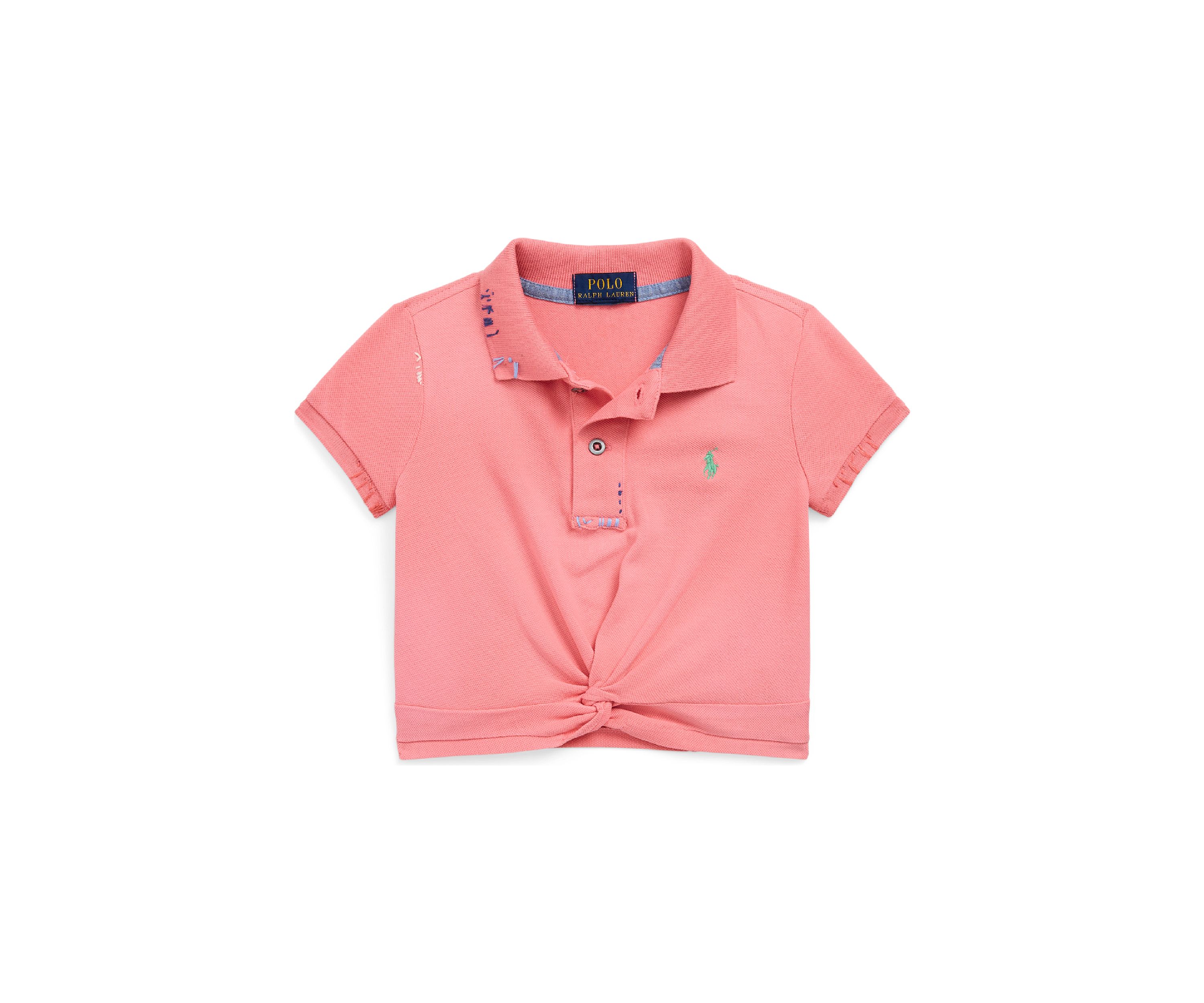 Girls 2-6x Twist Front Stretch Mesh Polo Shirt