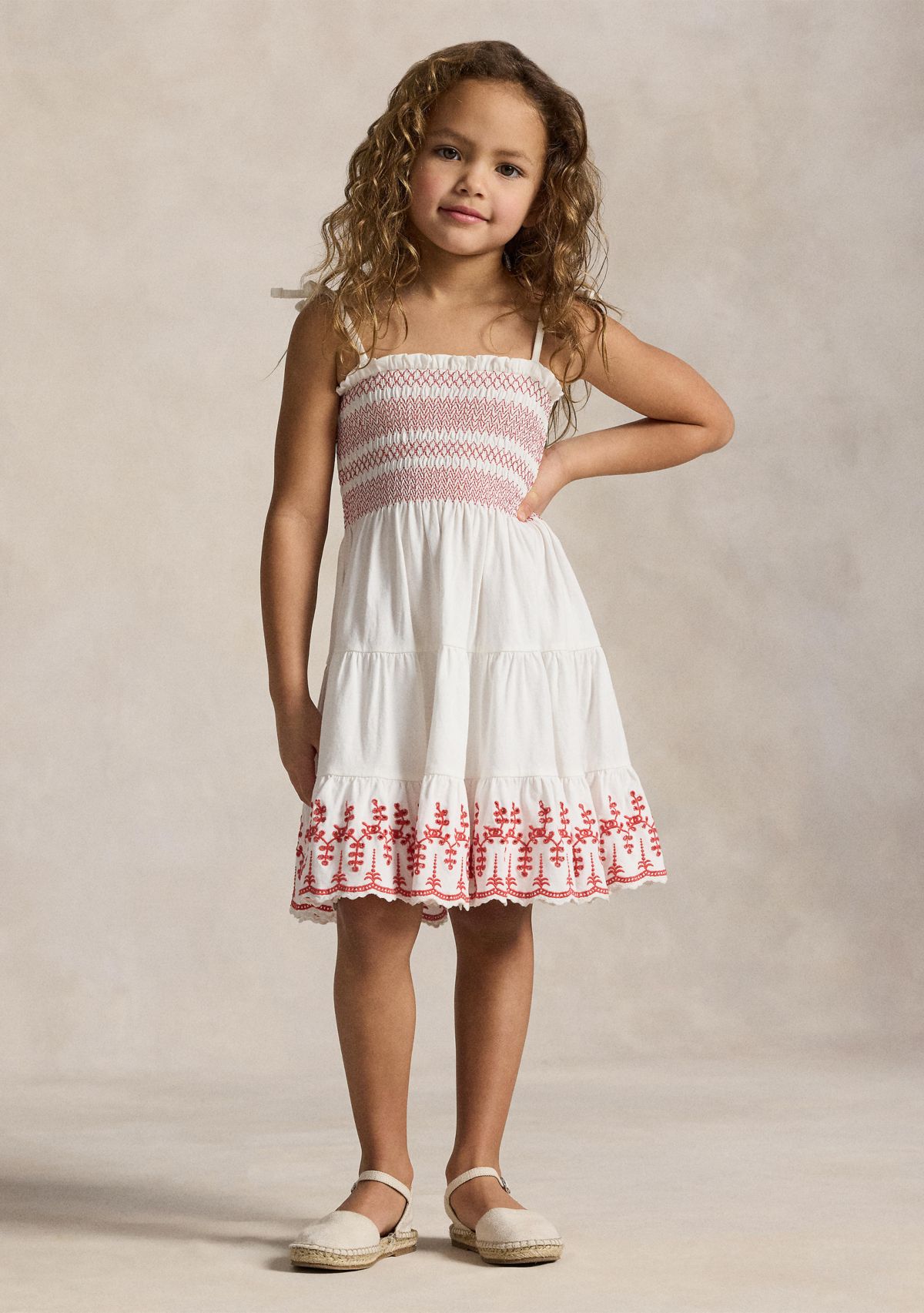 Girls 2-6x Smocked Eyelet Cotton Jersey Dress