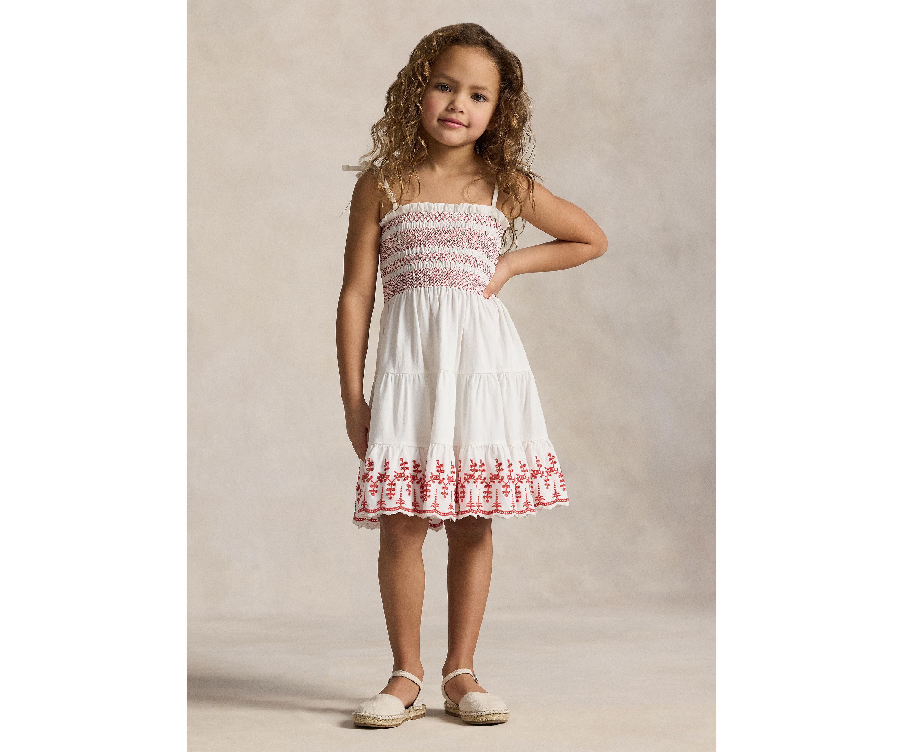 Girls 2-6x Smocked Eyelet Cotton Jersey Dress