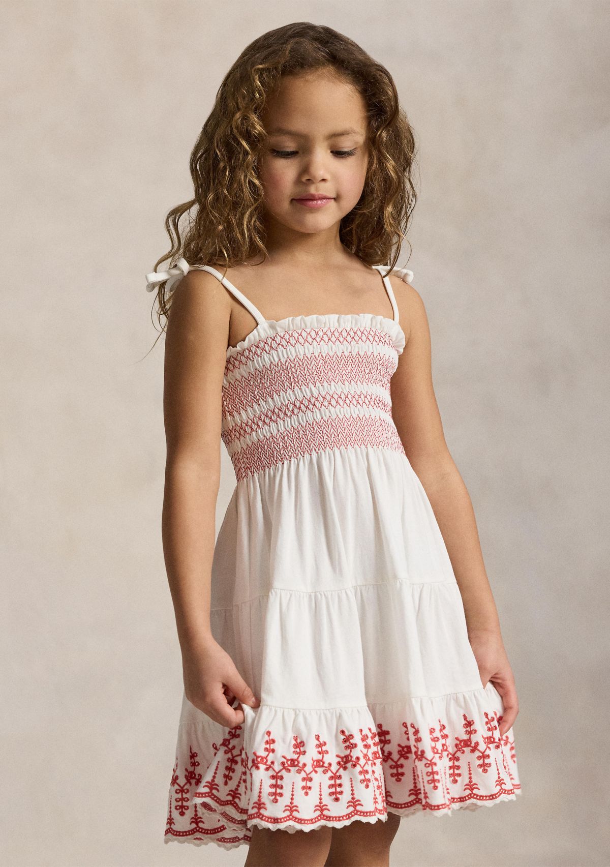 Girls 2-6x Smocked Eyelet Cotton Jersey Dress