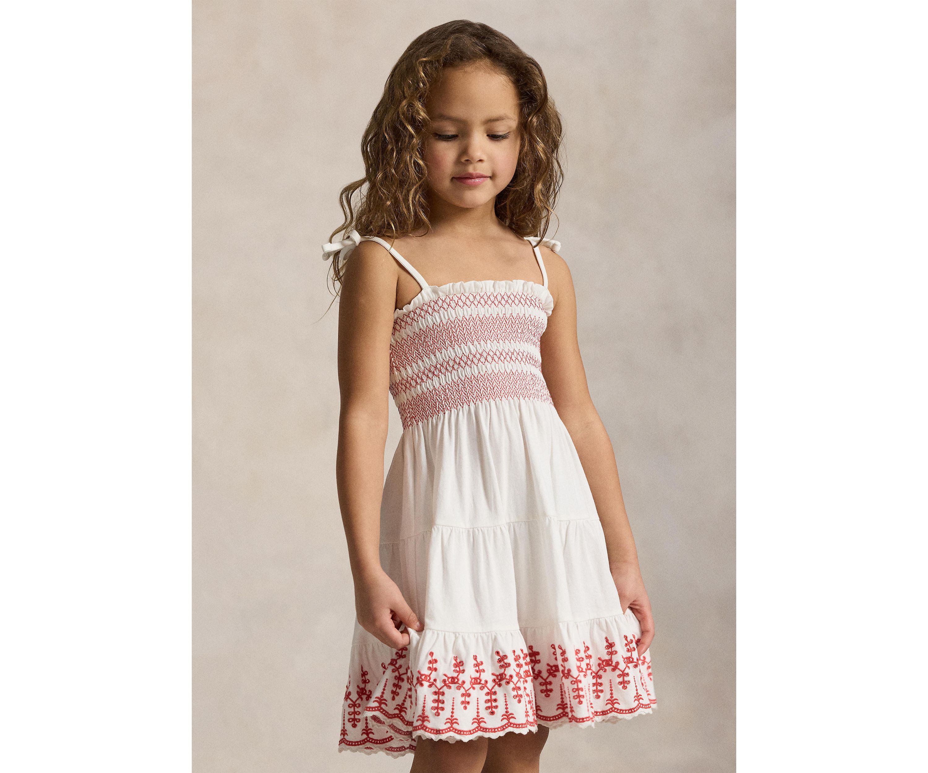 Girls 2-6x Smocked Eyelet Cotton Jersey Dress