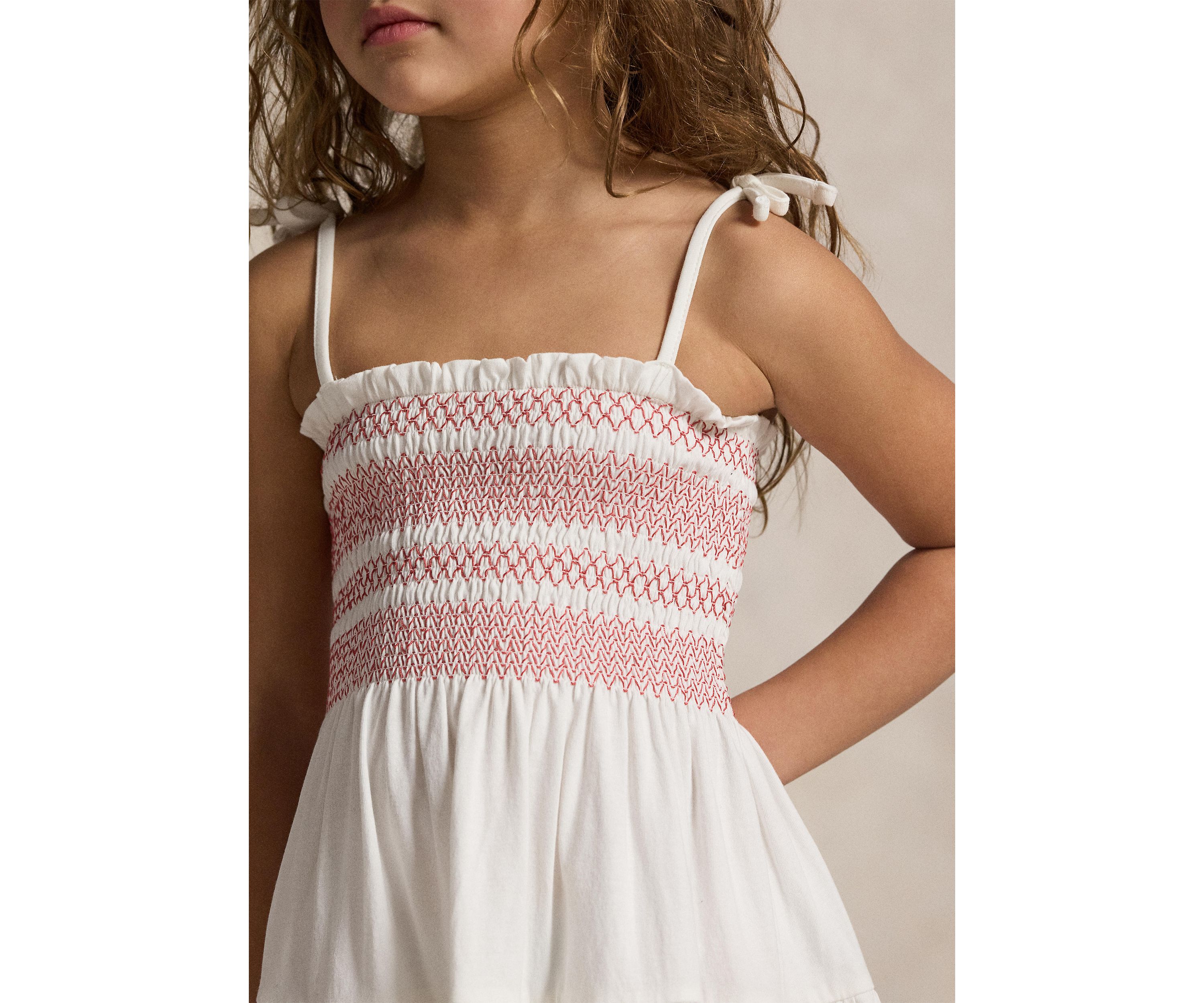 Girls 2-6x Smocked Eyelet Cotton Jersey Dress