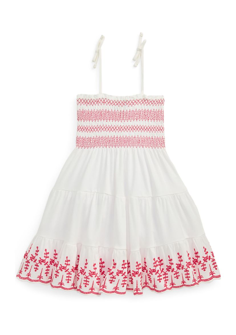 Girls 2-6x Smocked Eyelet Cotton Jersey Dress