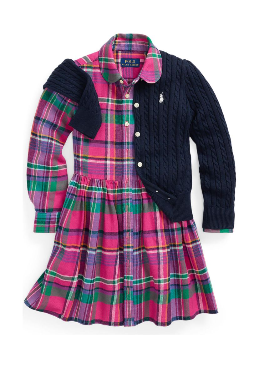 Girls 2-6x Plaid Cotton Twill Shirtdress
