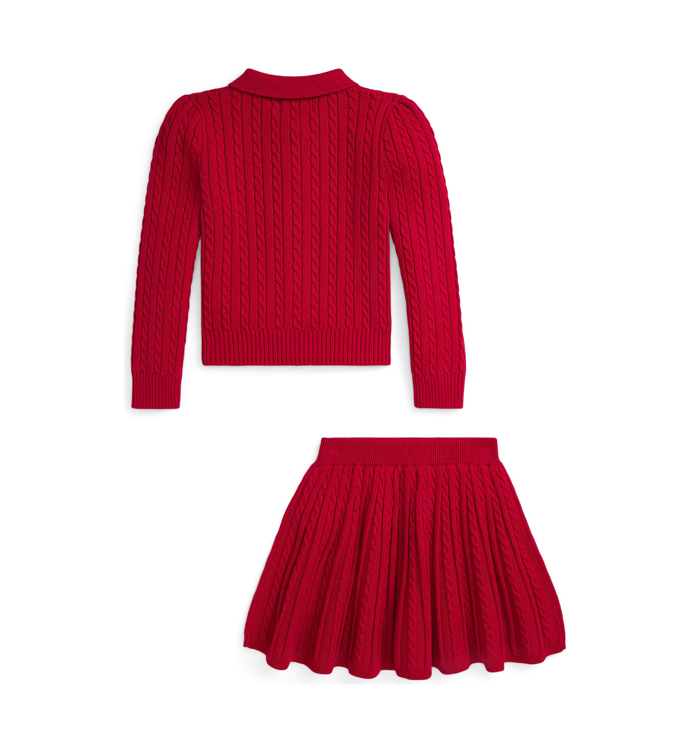 Girls 2-6x Cotton Polo Cardigan and Skirt Set