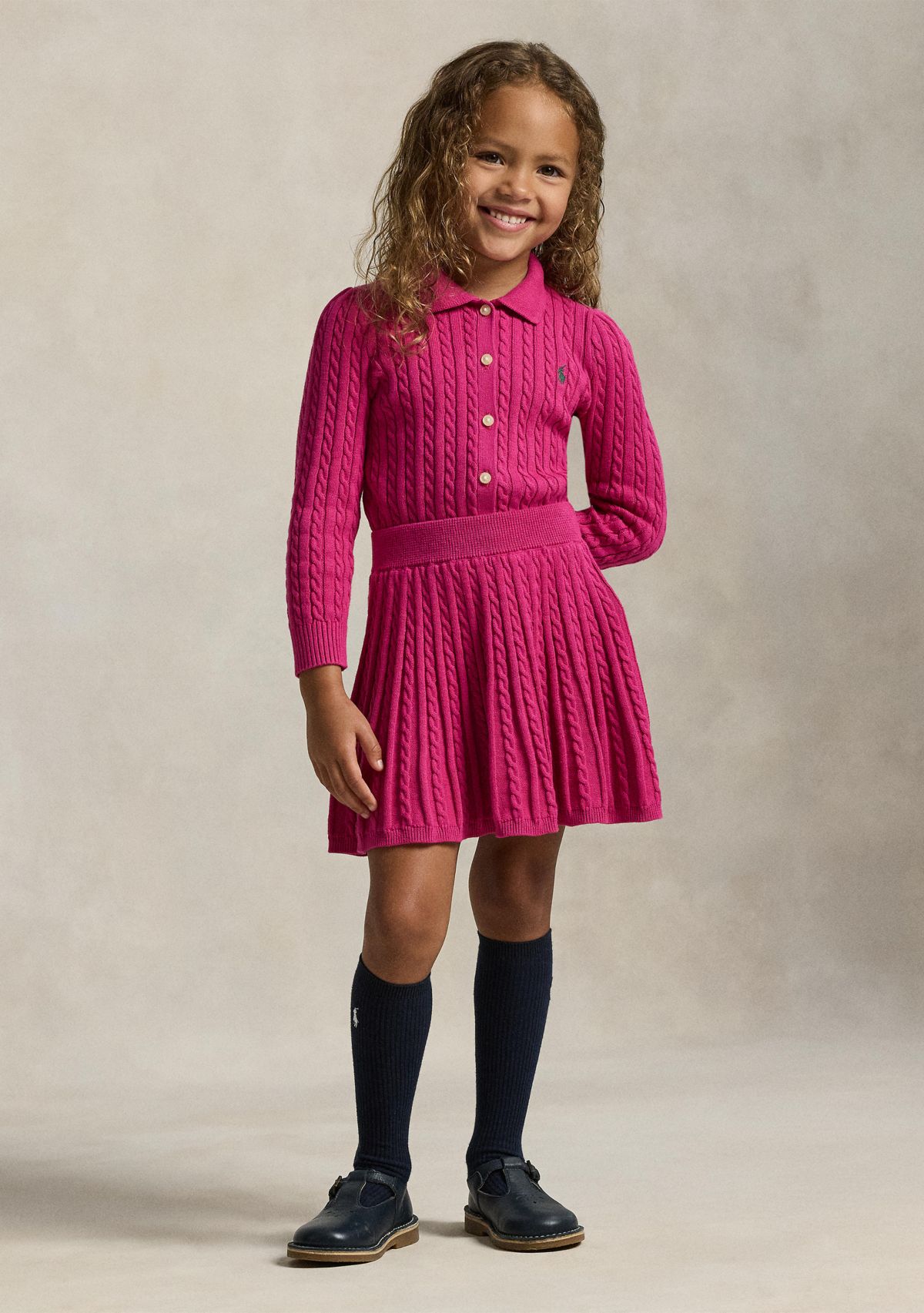 Girls 2-6x Cotton Polo Cardigan & Skirt Set
