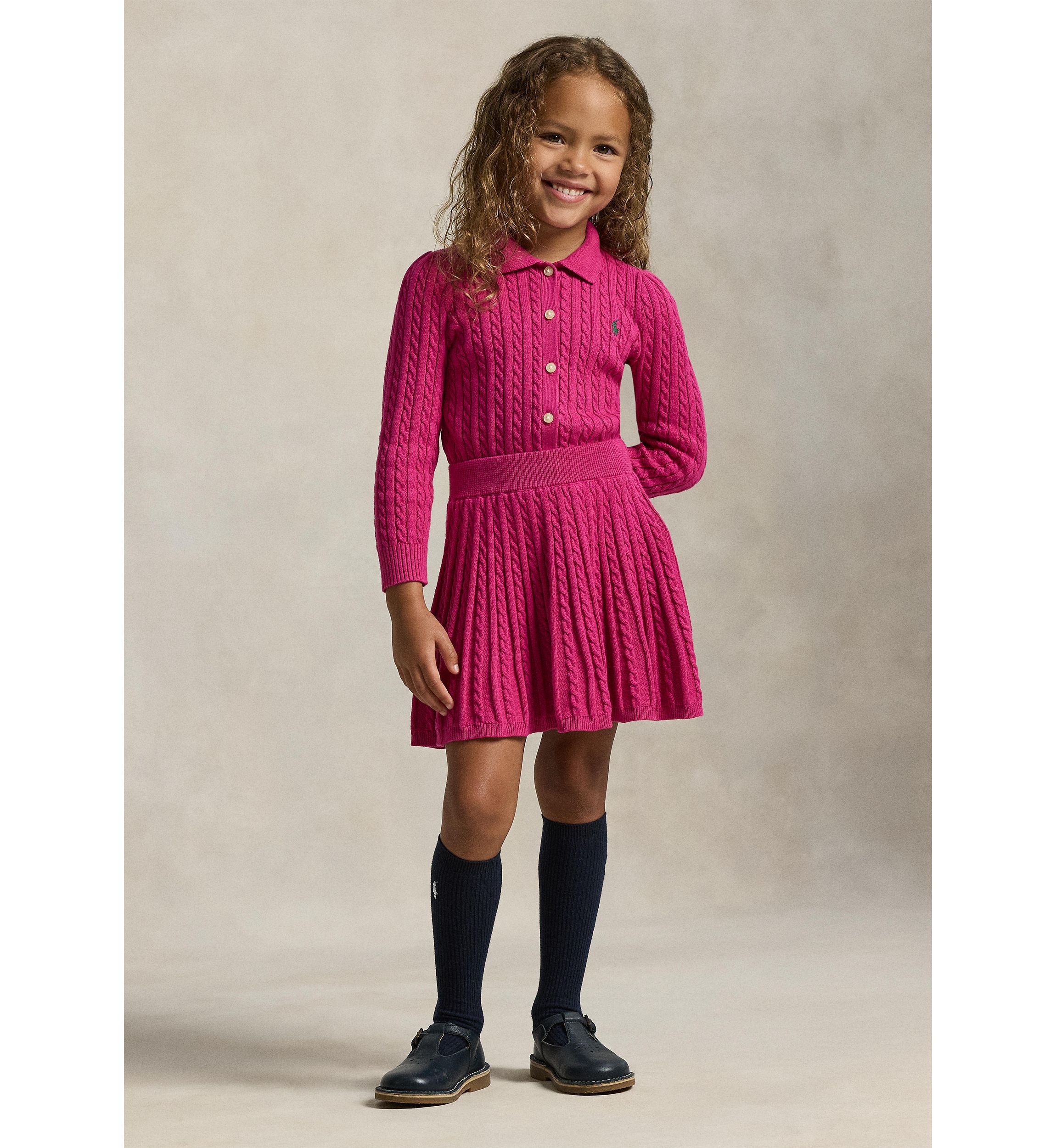 Girls 2-6x Cotton Polo Cardigan & Skirt Set