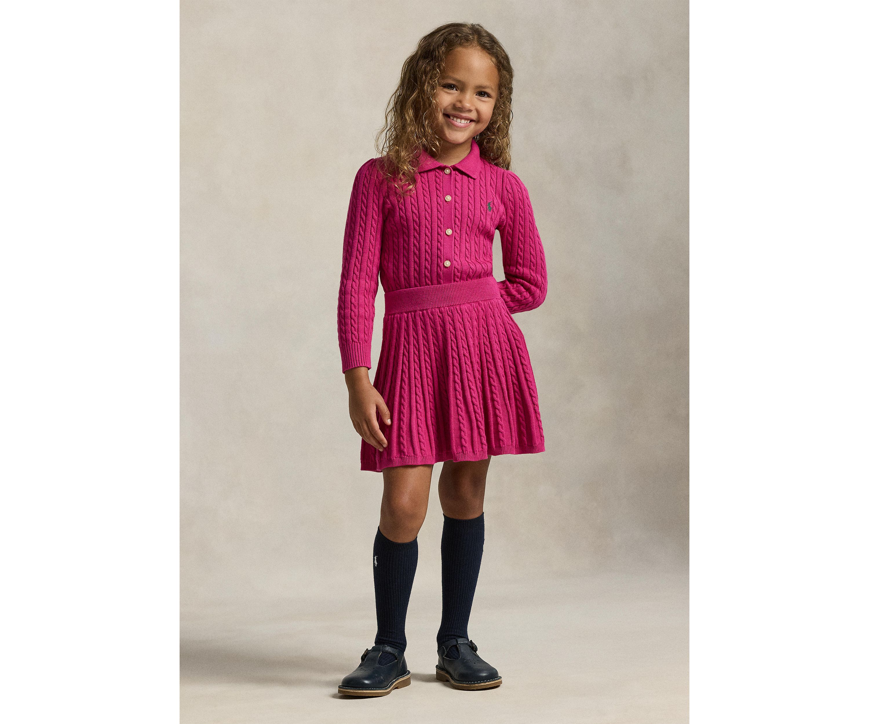 Girls 2-6x Cotton Polo Cardigan & Skirt Set