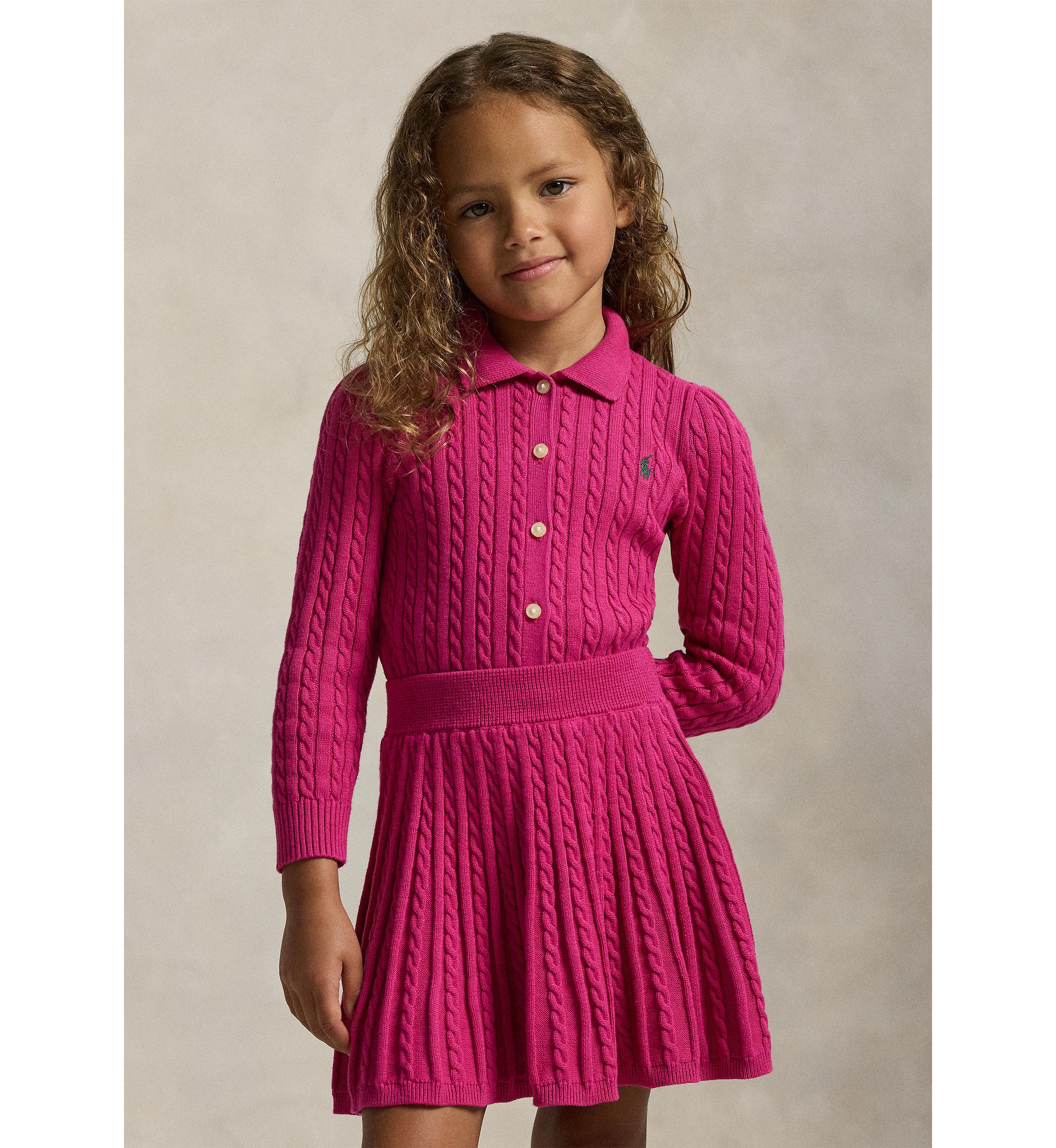 Girls 2-6x Cotton Polo Cardigan & Skirt Set