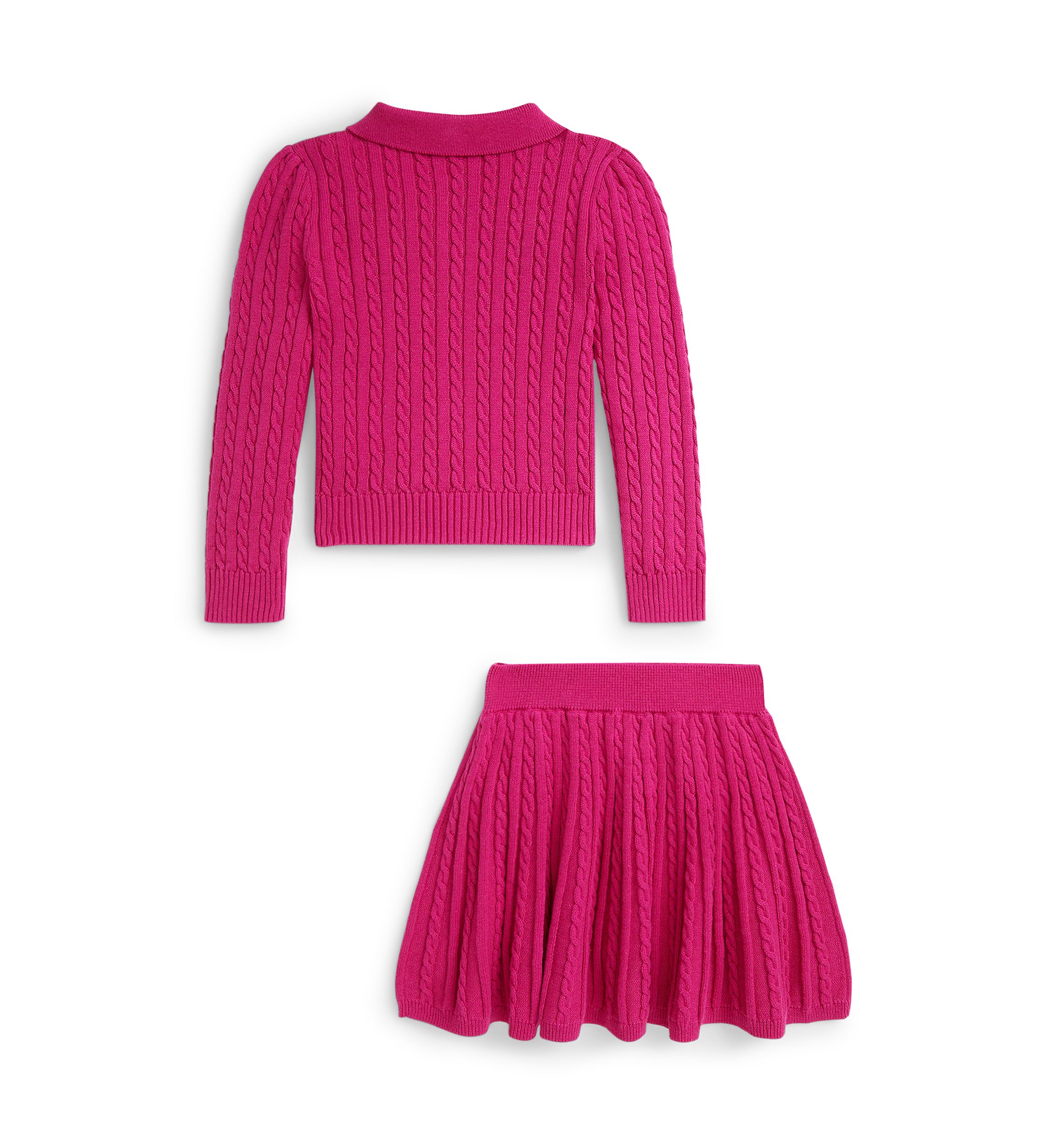 Girls 2-6x Cotton Polo Cardigan & Skirt Set